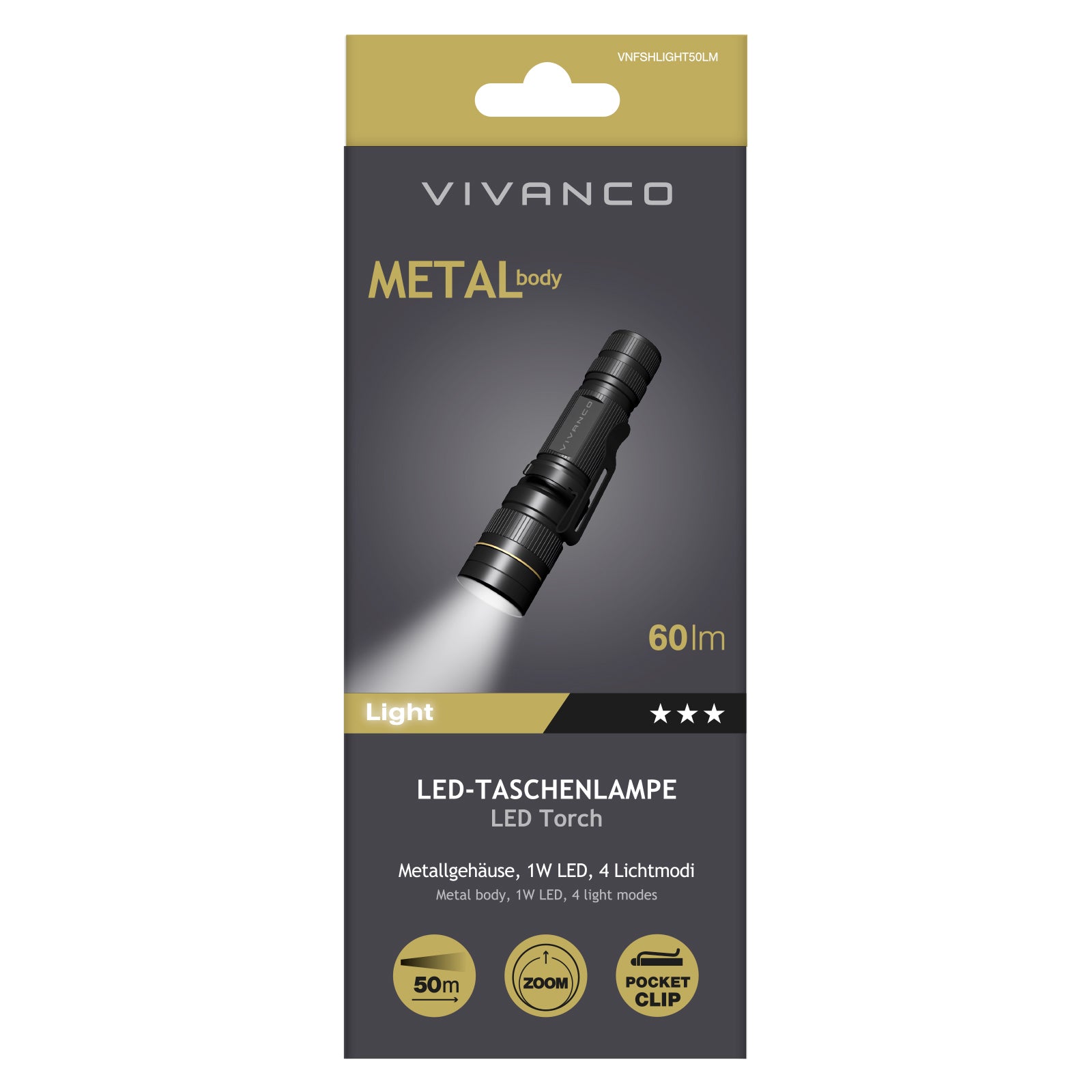 Torcia LED 50 lumen – Essenziale, resistente, sempre utile