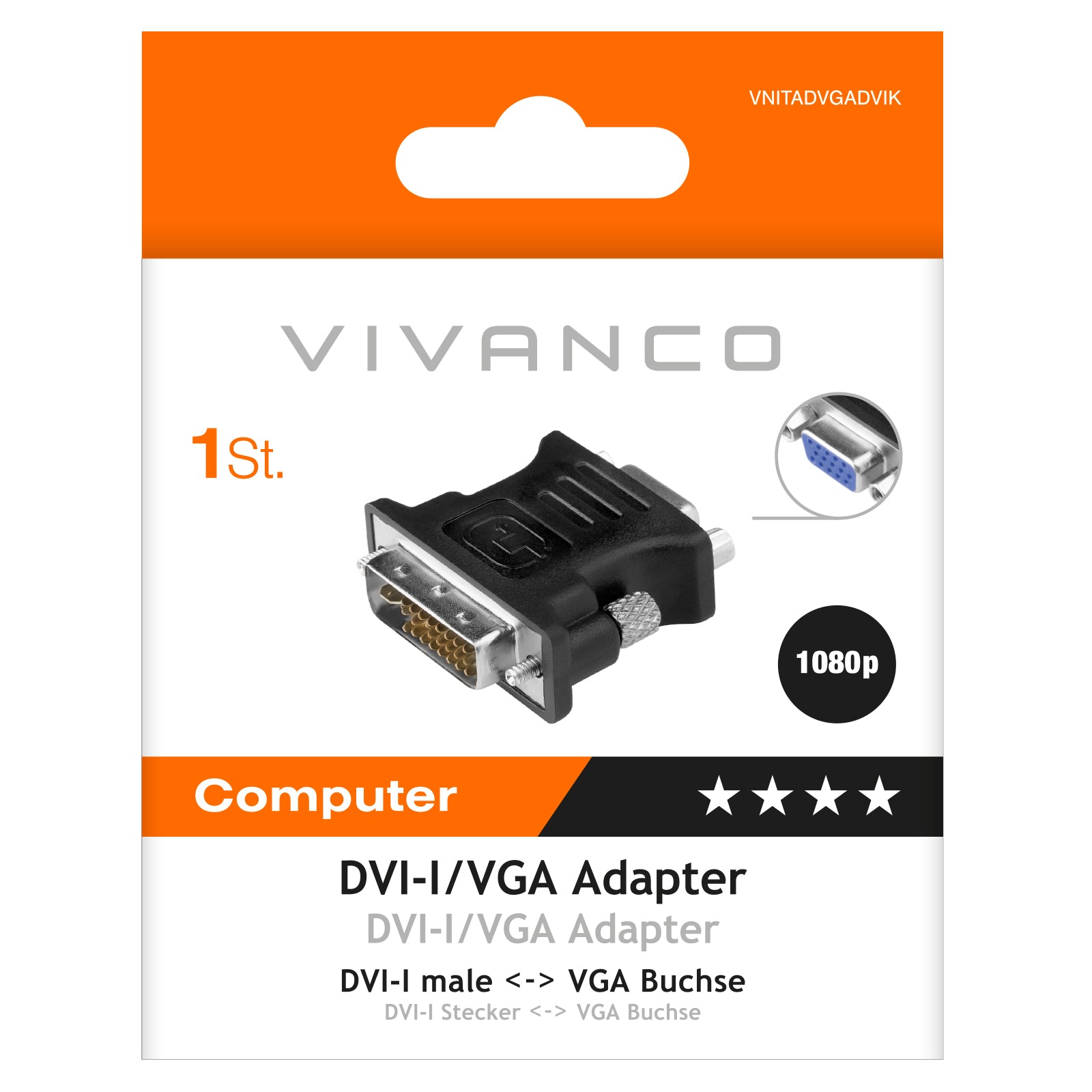 Adattatore DVI-I/VGA maschio-maschio compatibile alta qualità