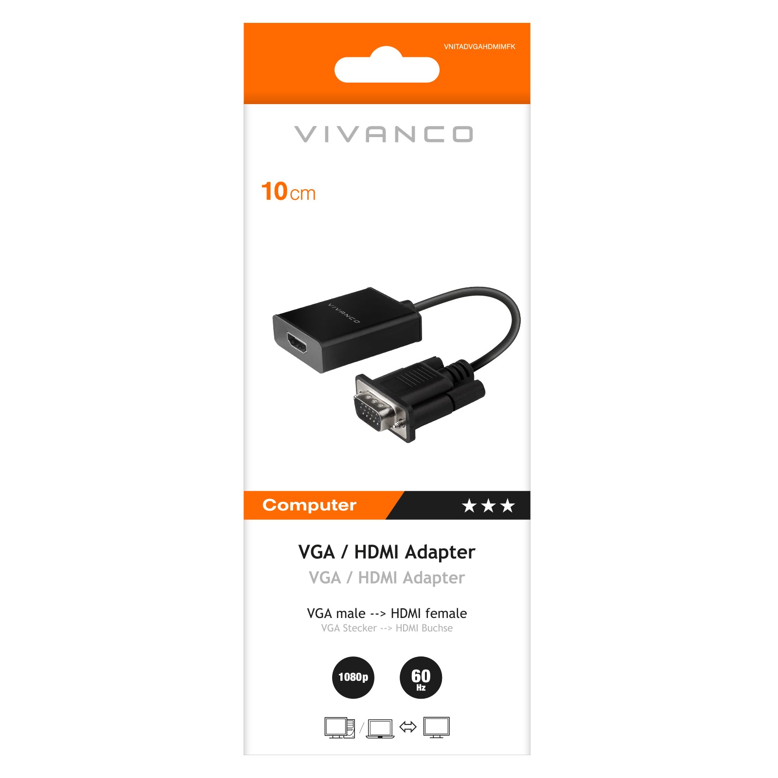 Adattatore VGA HDMI compatto 0,1m
