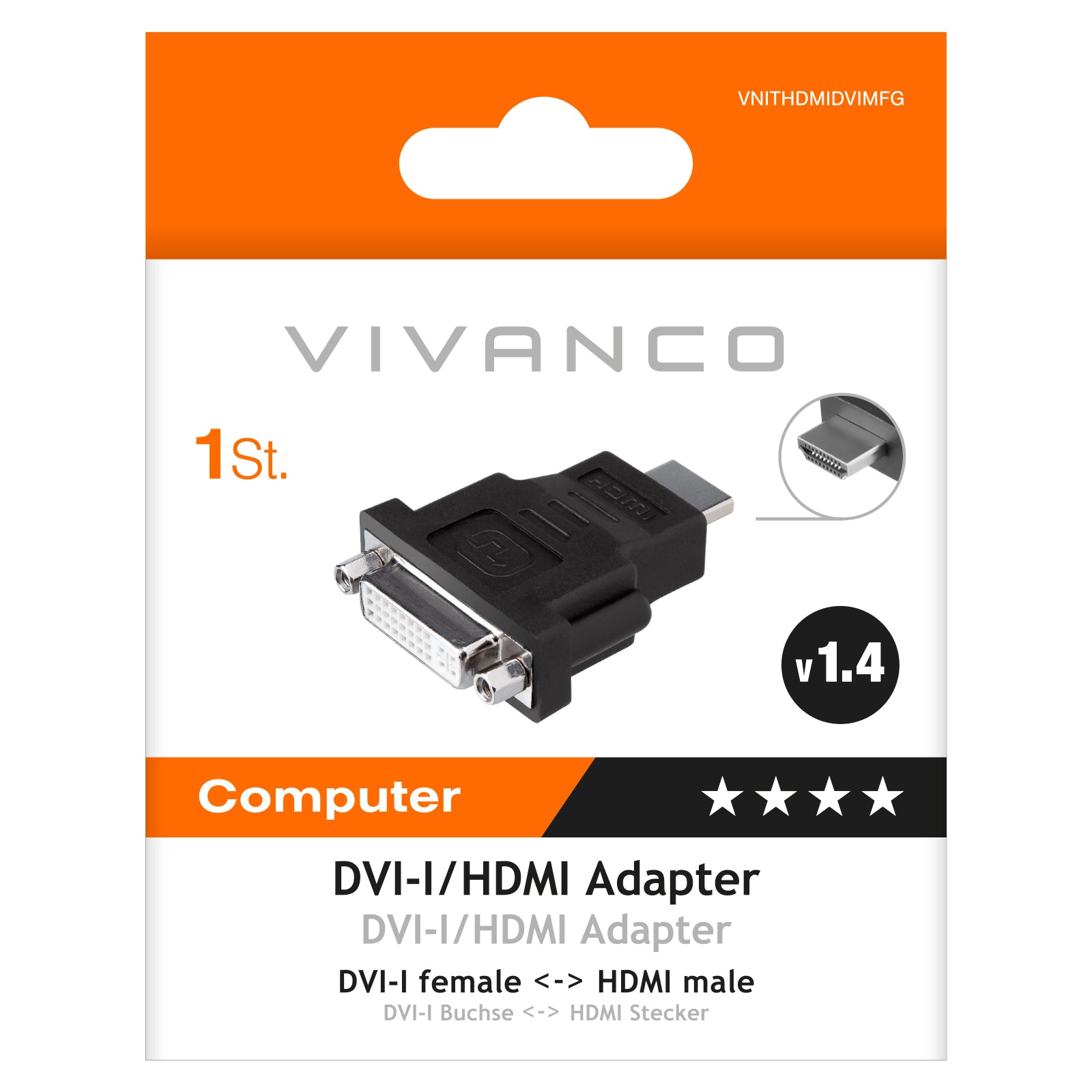Adattatore HDMI/DVI-I con connettori m-f per alta definizione e compatibilità universale