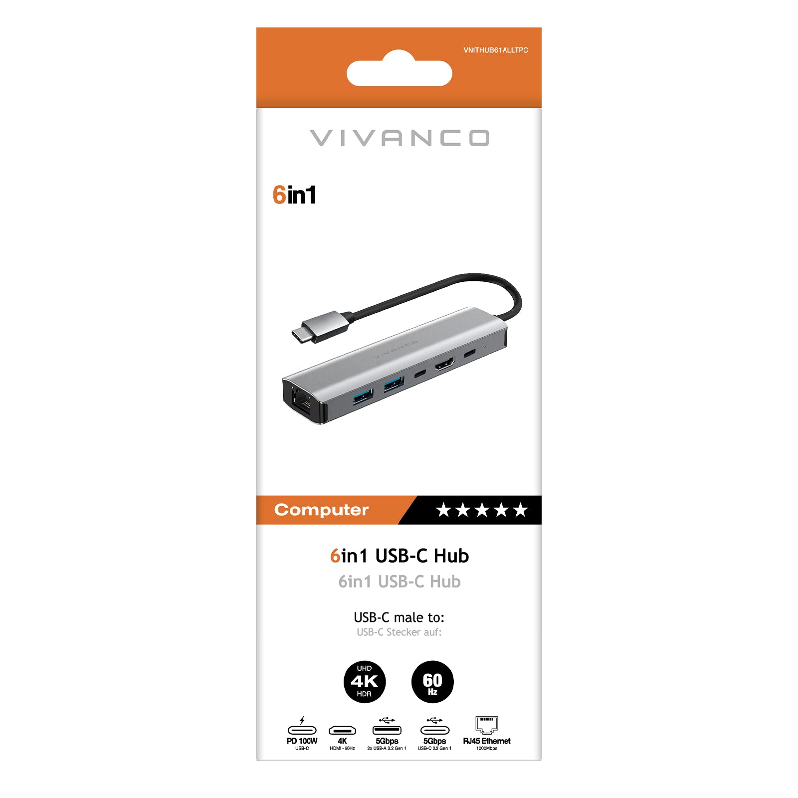 Multiport HUB 6in1 con Ethernet e HDMI 4k