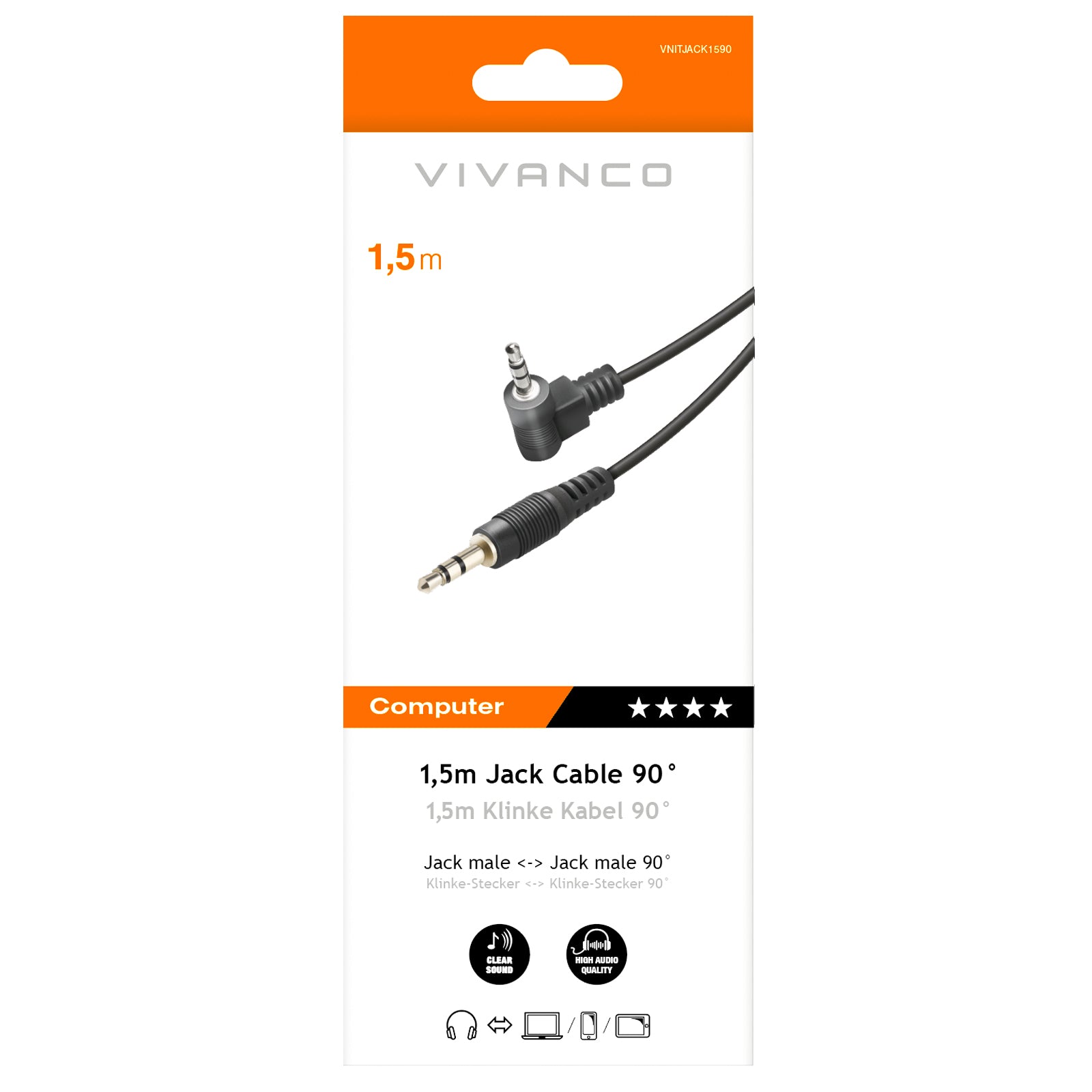Cavo audio Jack 3,5mm maschio-maschio 1,5m