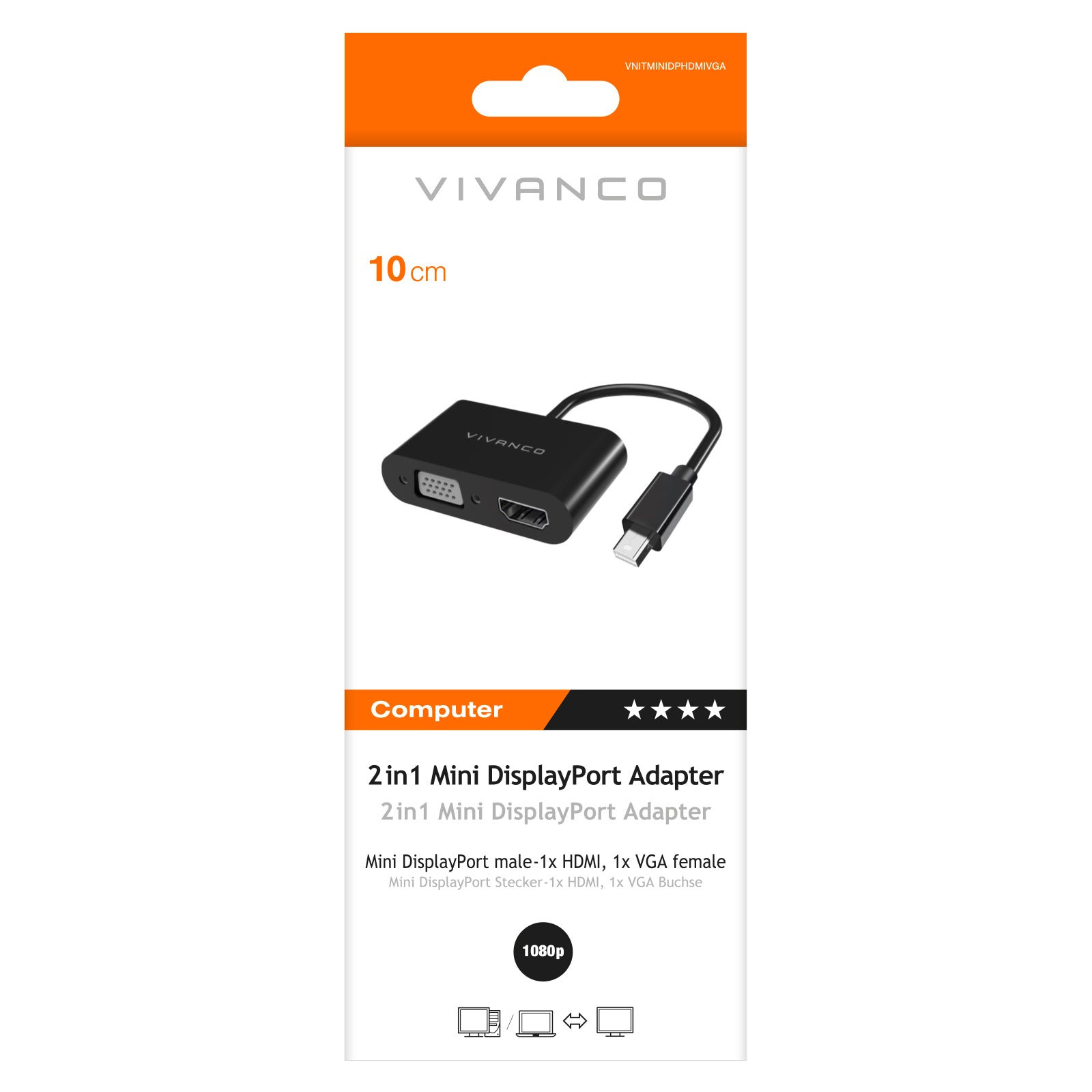 Adattatore Mini DispalyPort/DisplayPort, 0,1m