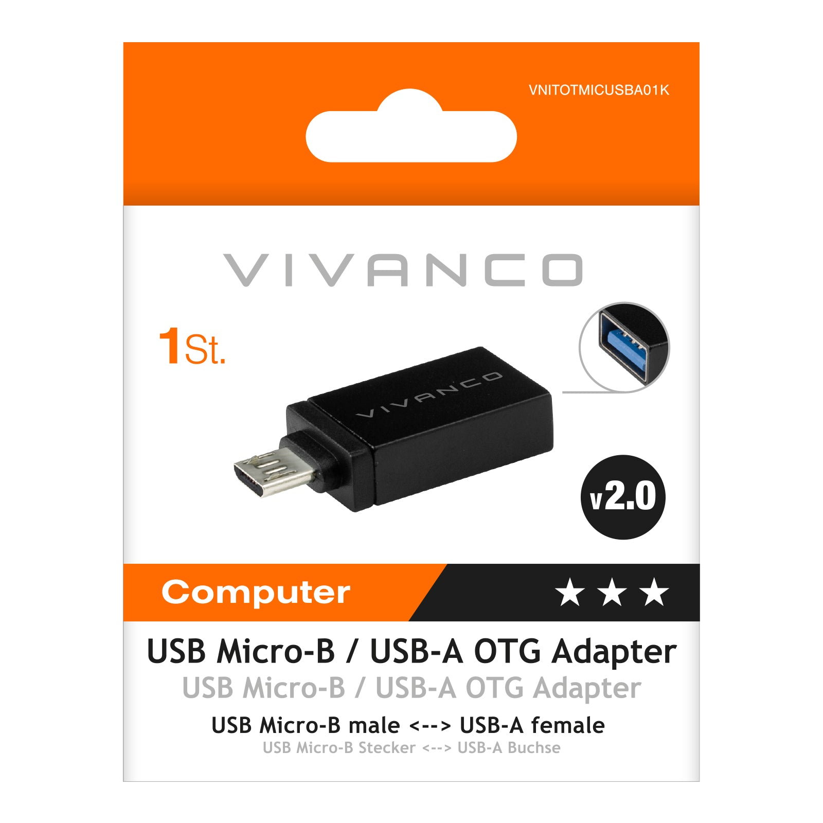 Kompakter 0,1 m Micro-USB-auf-USB-A-Adapter