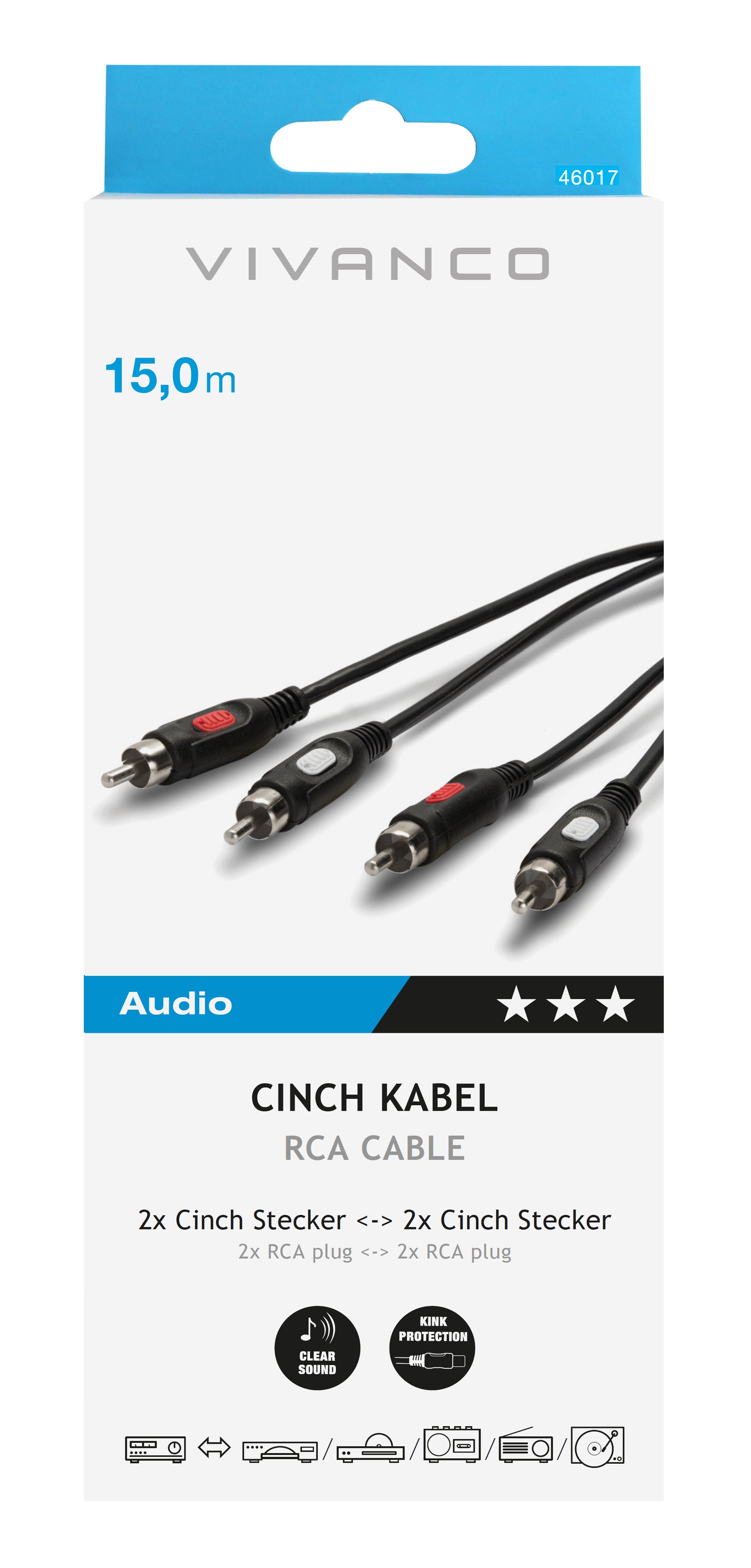 Cavo RCA stereo (maschio/maschio)