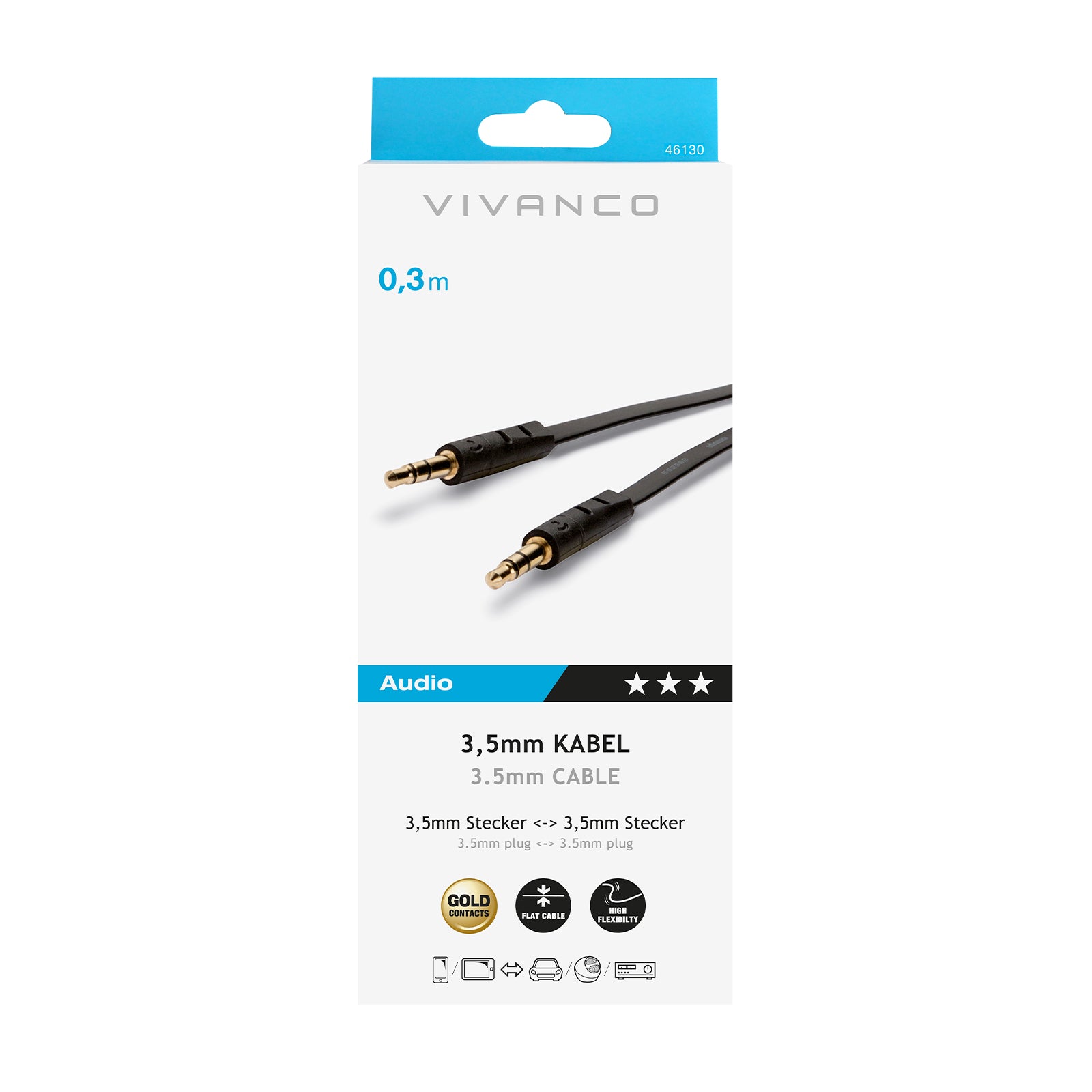 Cavo audio Jack 3,5 mm maschio - maschio