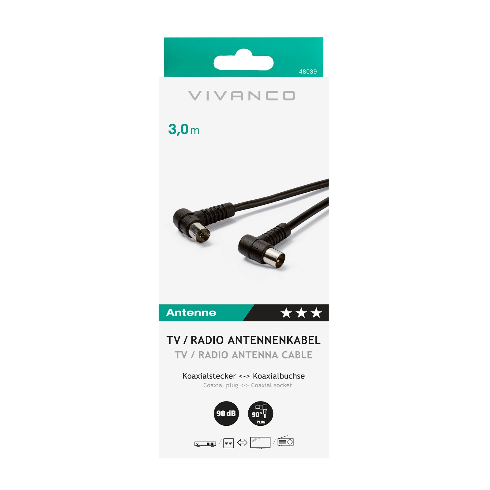 Cavo antenna 90dB con connettori angolati