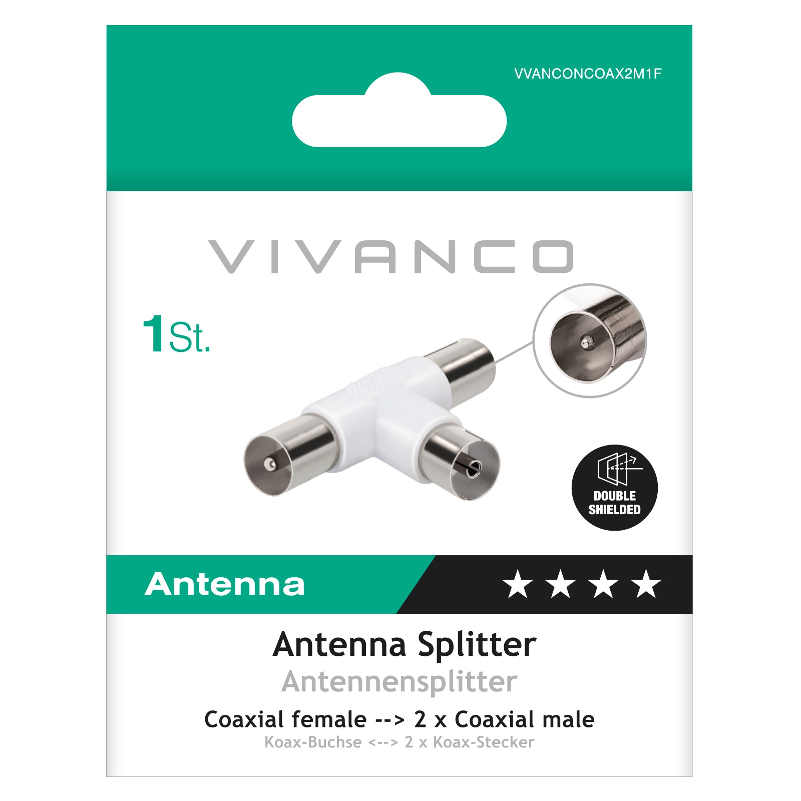 Splitter coassiale per antenna con 2 uscite maschio