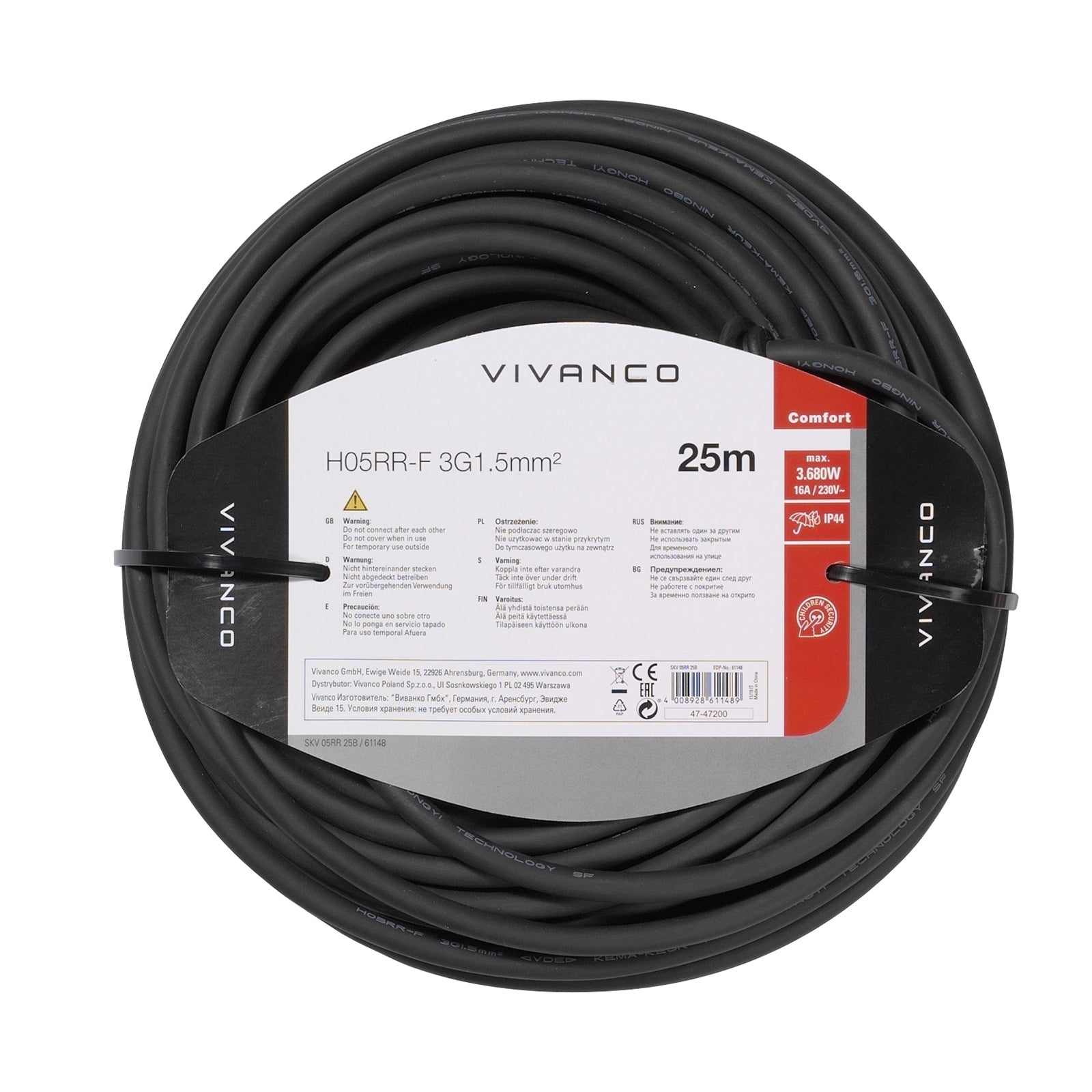 Cavo prolunga da esterno Schuko IP44