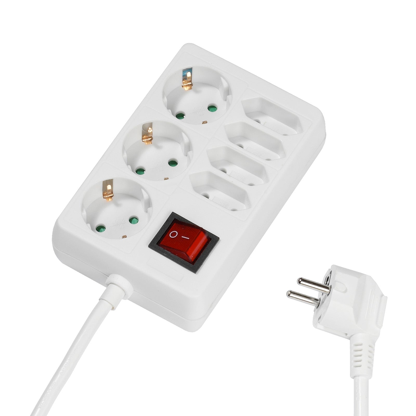 Multipresa a ciabatta con 7 prese con blocco