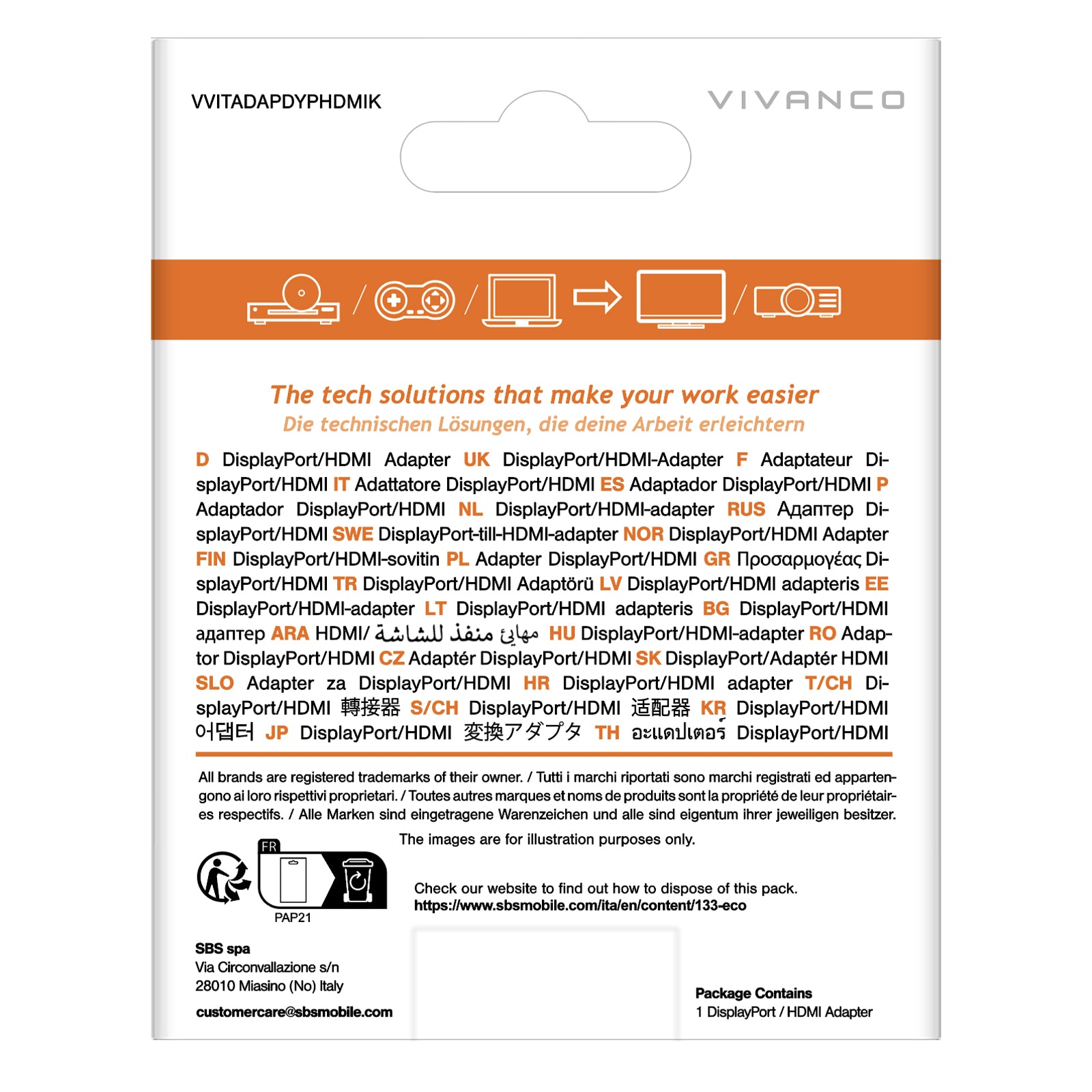 Adattatore DisplayPort Maschio a HDMI Femmina 4K