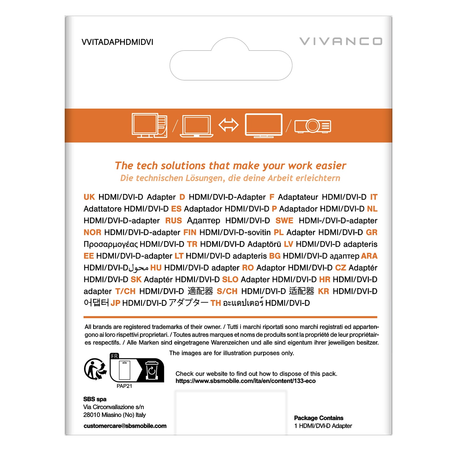 Adattatore compatto HDMI da/a DVI-D