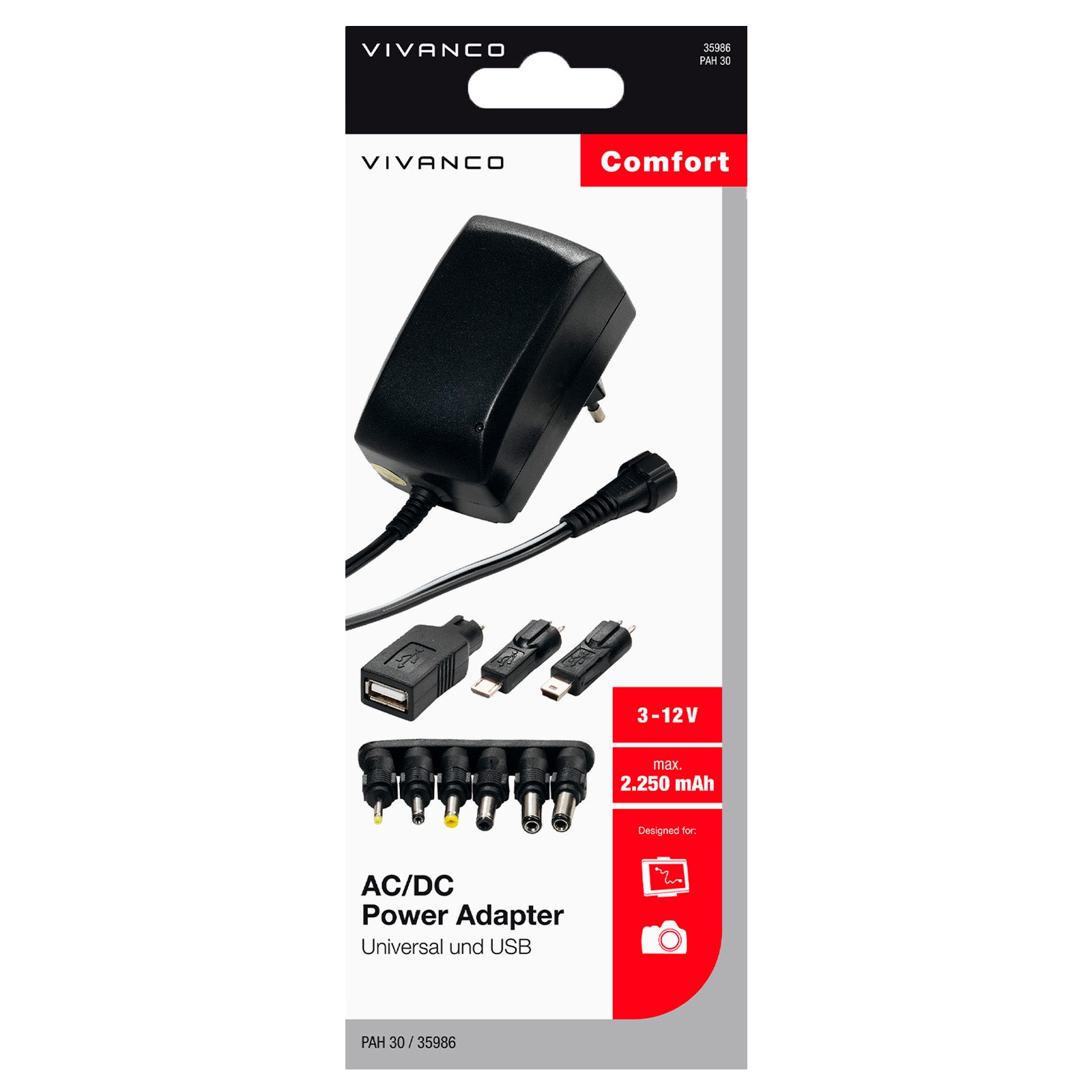 Alimentatore universale, spina EU AC/DC 3-12V, 9in1