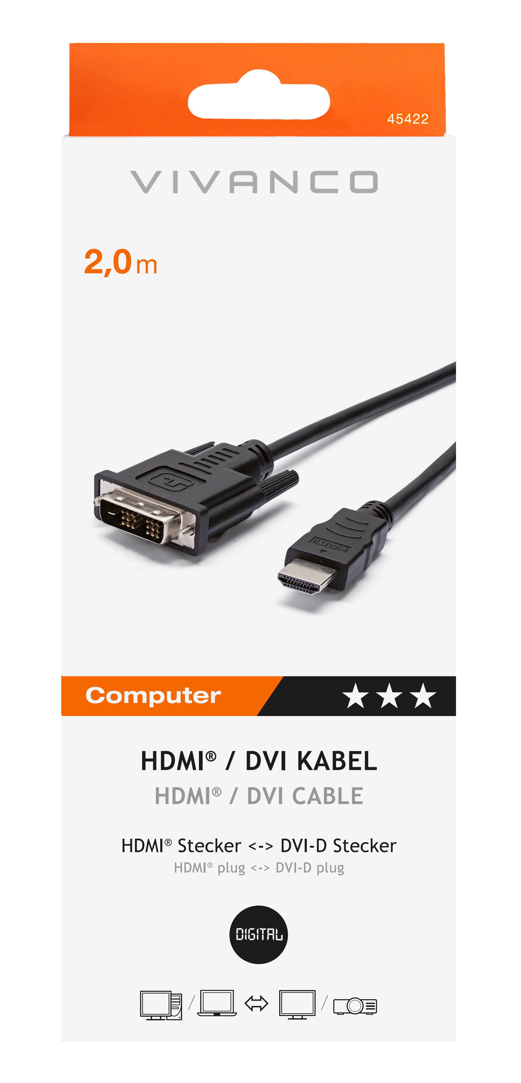 Cavo HDMI/DVI da 2 metri