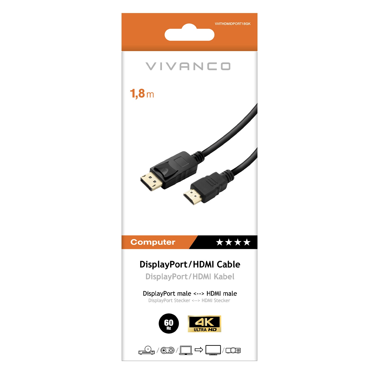 Cavo con 2 DisplayPort/HDMI maschio-maschio