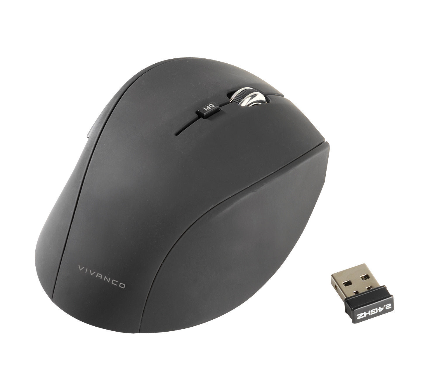 Mouse Wireless USB 1600 dpi, clic silenzioso, 5 pulsanti