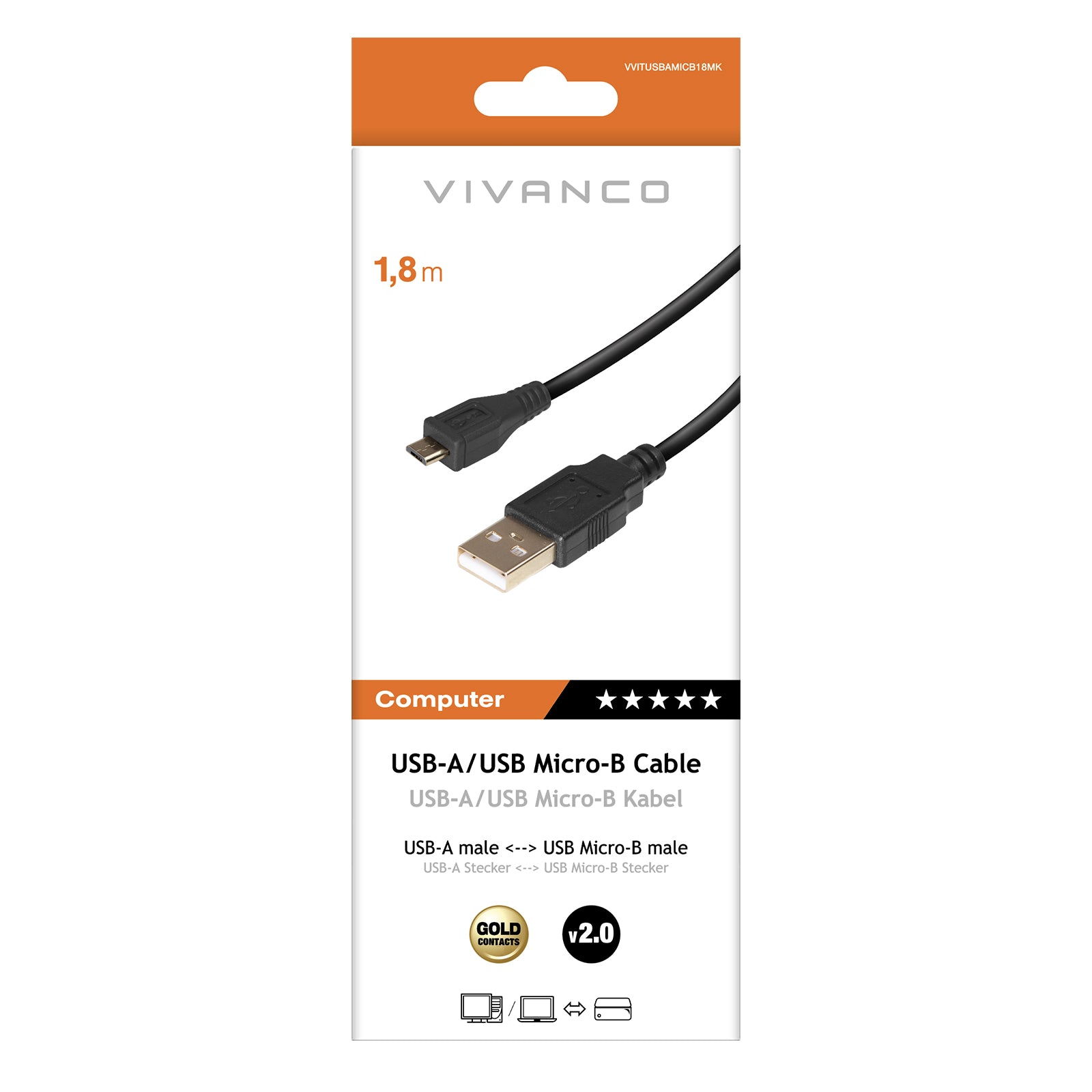 Kabel mit USB Typ A Stecker und Micro-USB Stecker