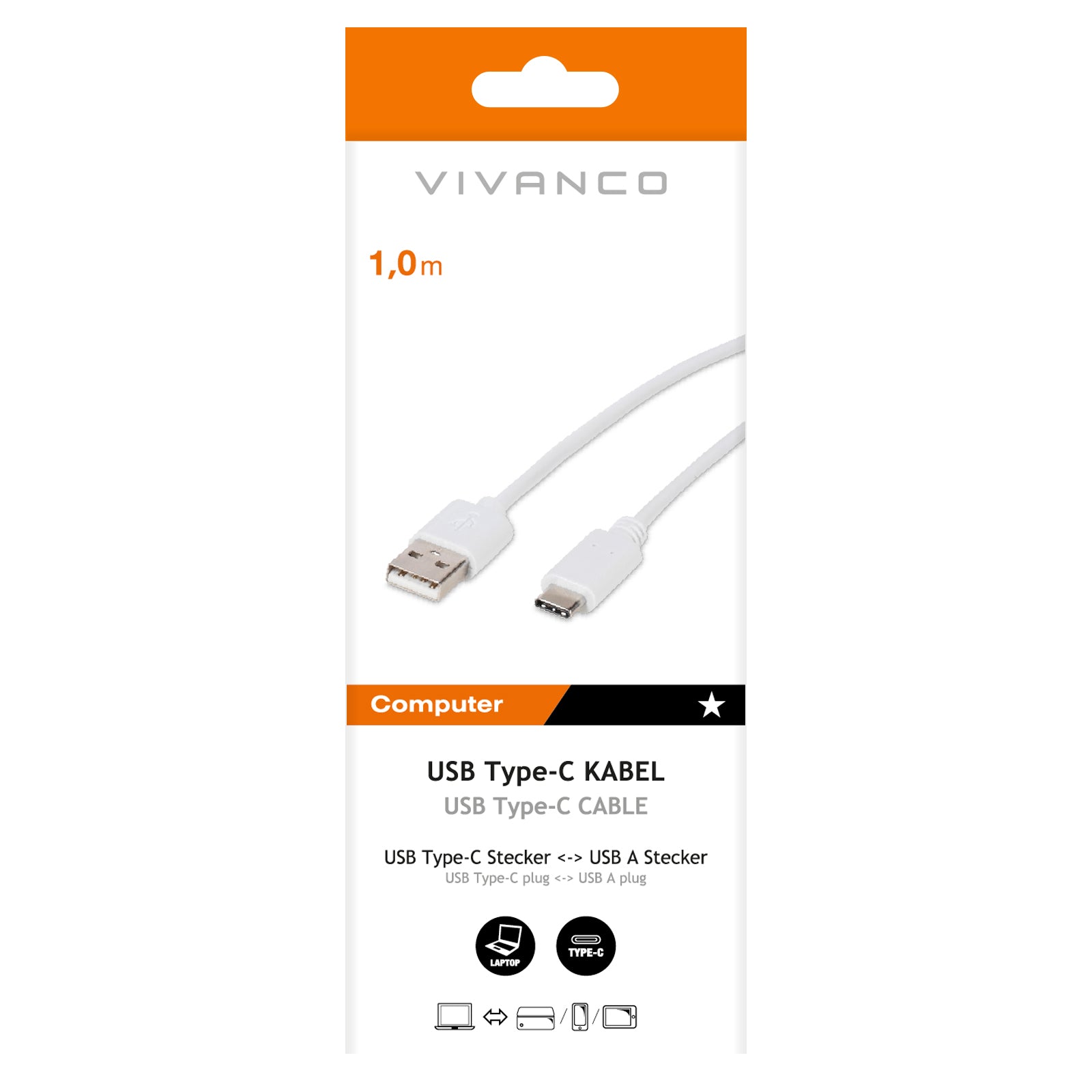 USB-A to USB-C Cable, 1m