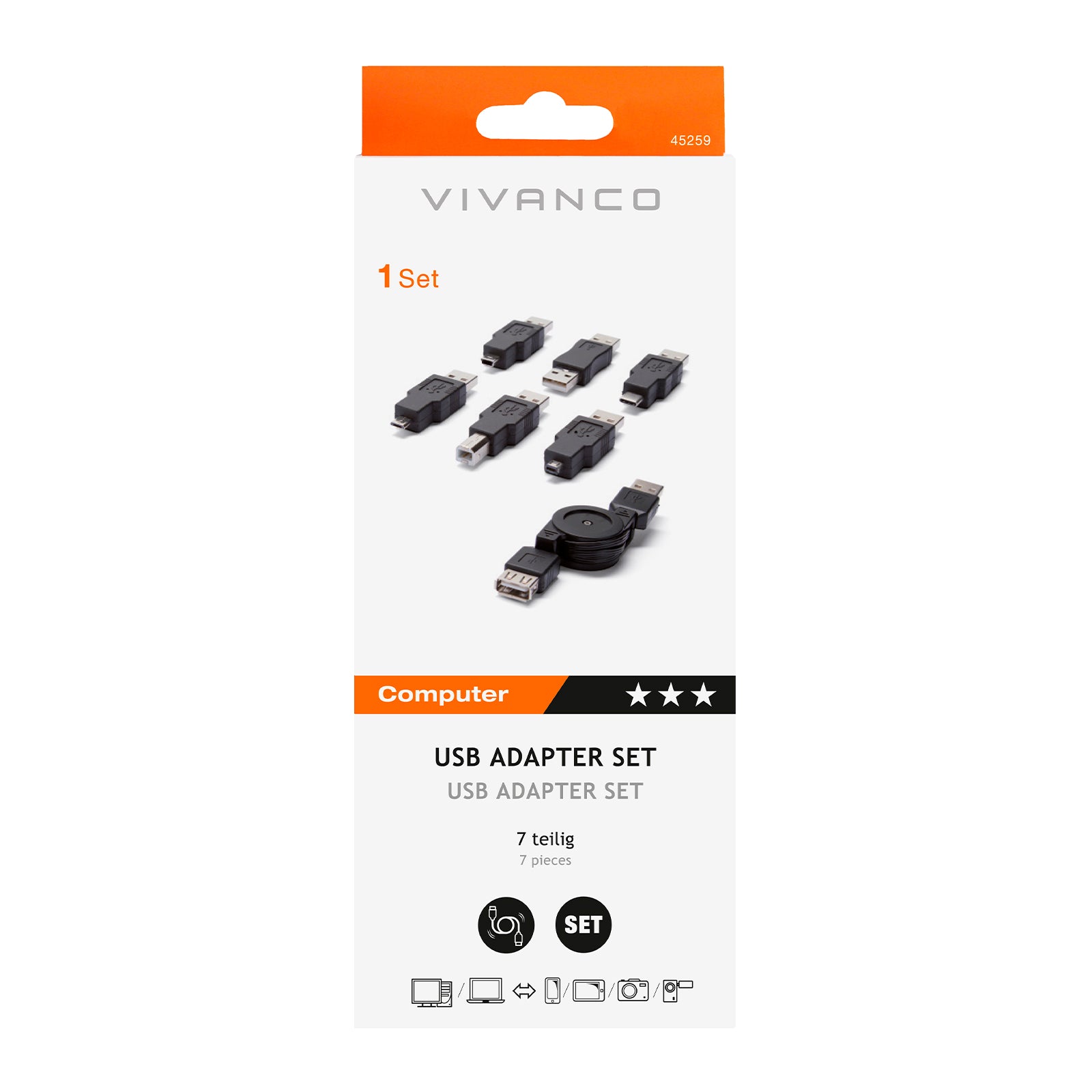 Set adattatore USB con avvolgicavo USB