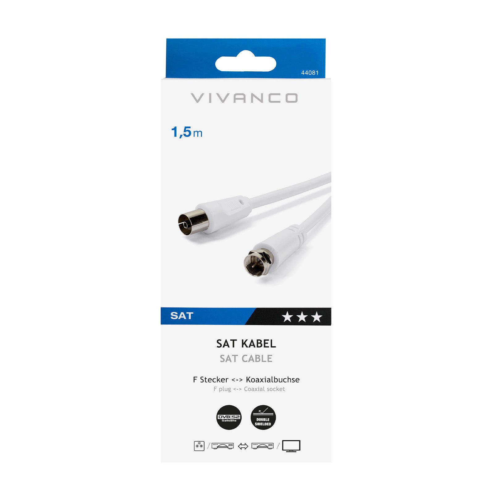 Cavo satellite coassiale Tipo F maschio - femmina