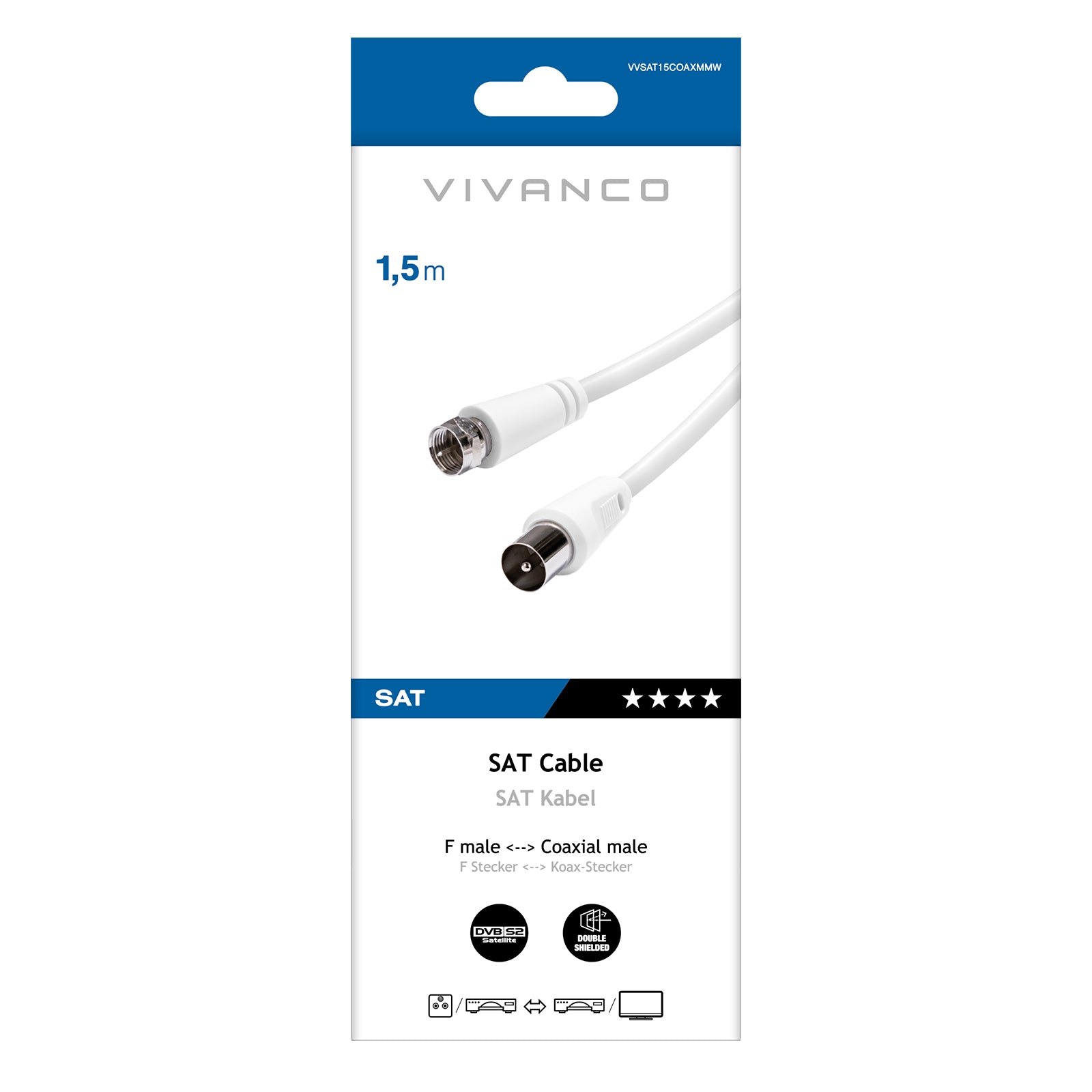 Cavo satellite coassiale Tipo F maschio - maschio