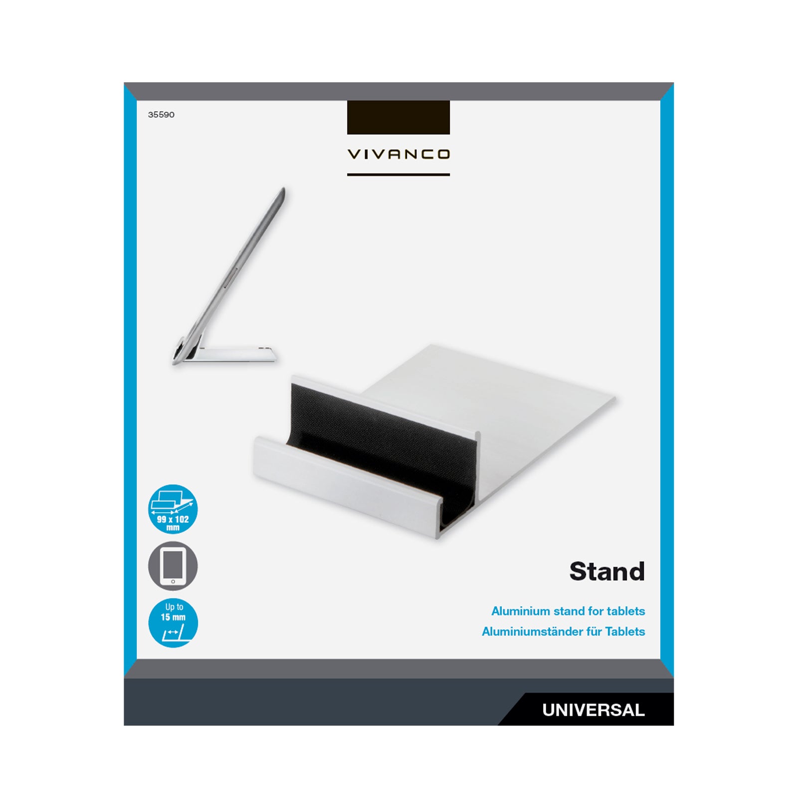 Supporto per tablet in alluminio universale