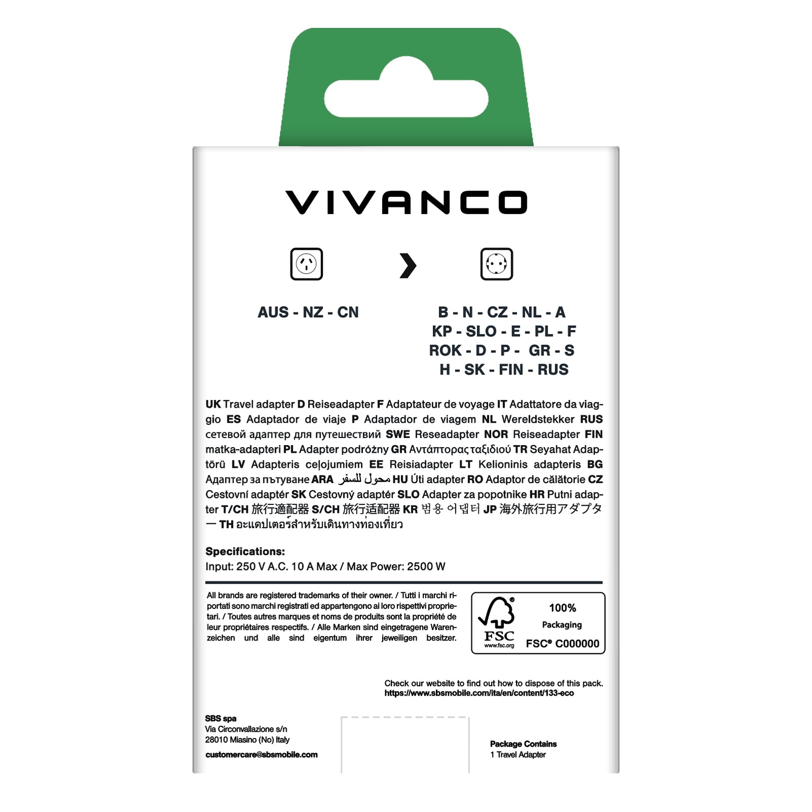 Spina da viaggio da AUS/CN a Schuko