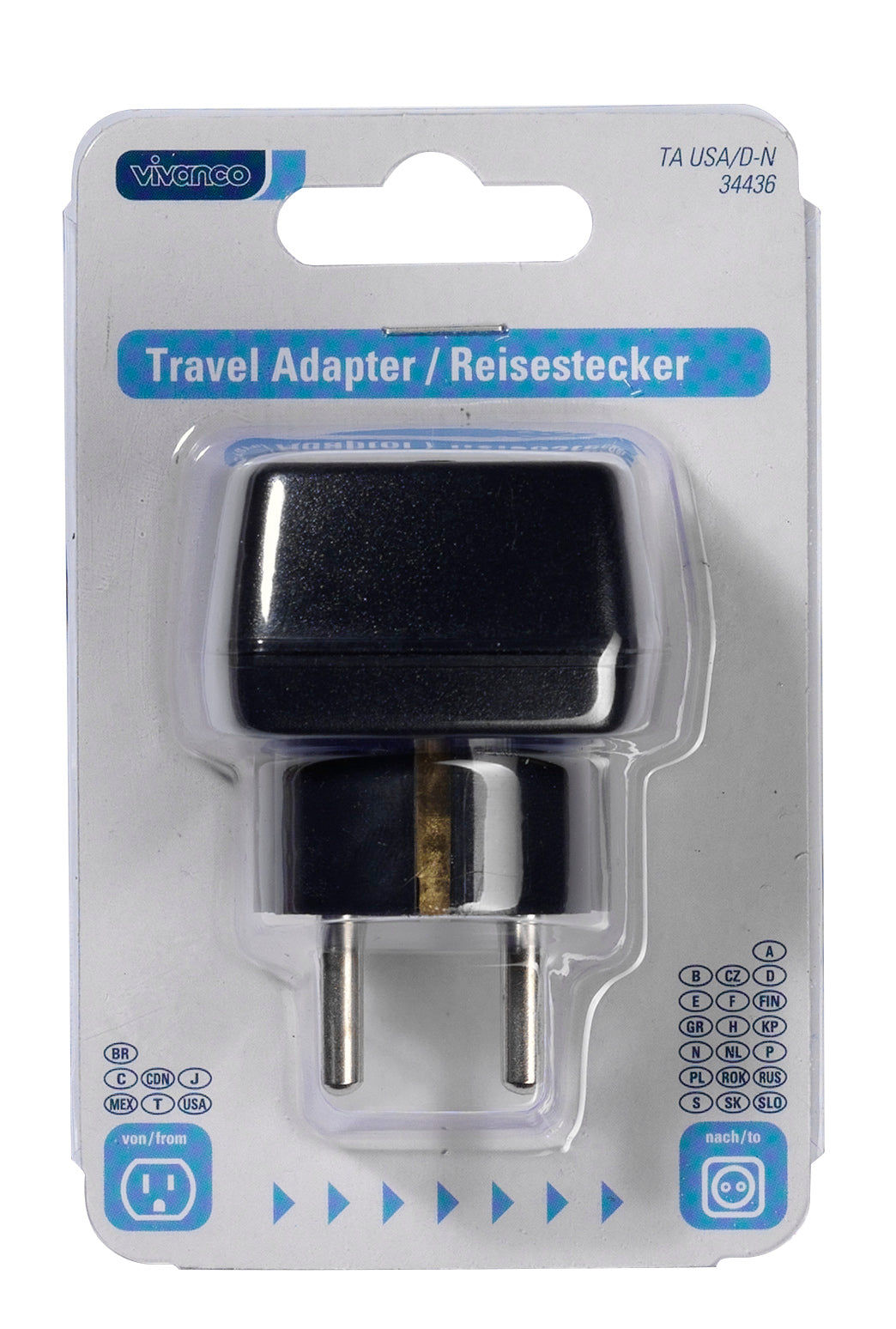 Spina da viaggio US a spina Schuko