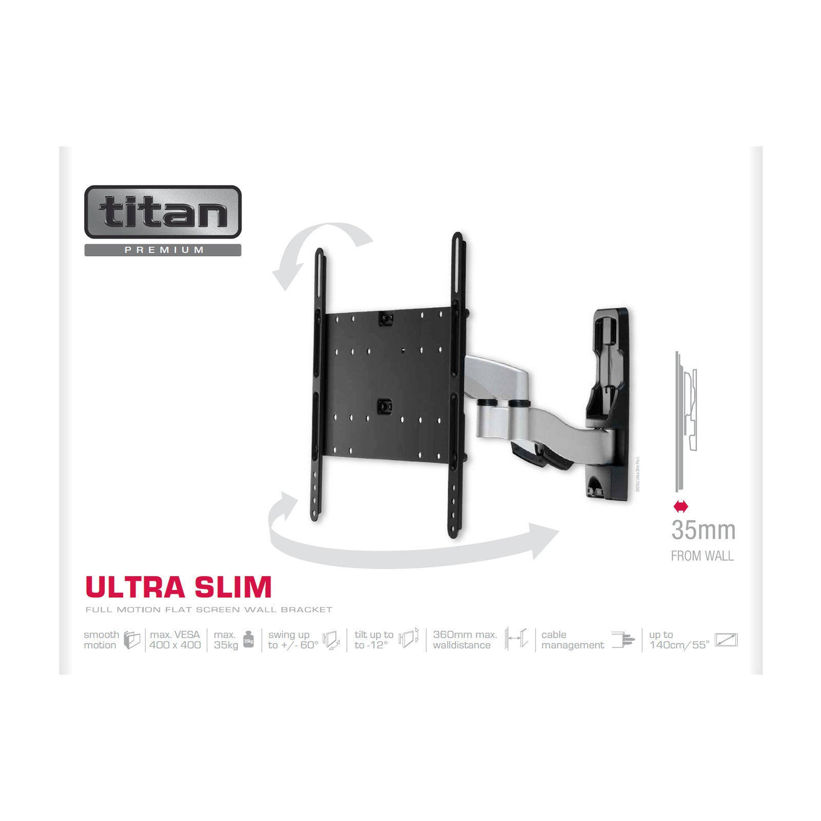 Supporto TV orientabile con struttura, Super Slim, Full Motion, fino a 55"