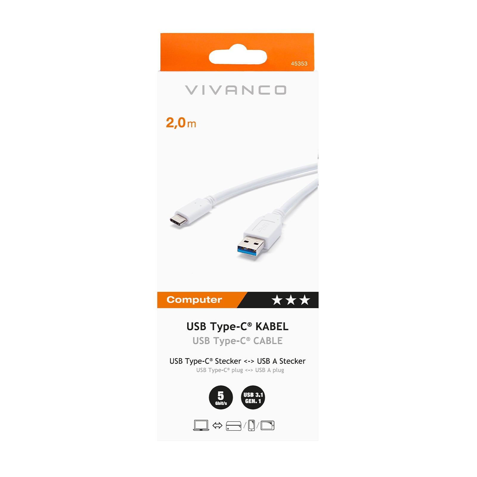 Cavo USB -C a USB-A 3.1, 2 m