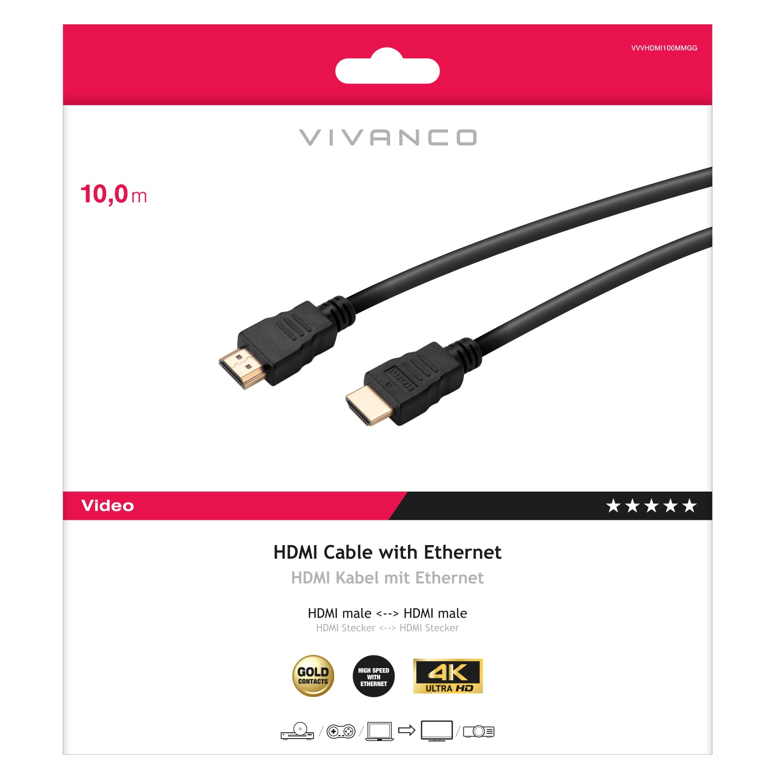 Cavo HDMI 2.0 placcato oro