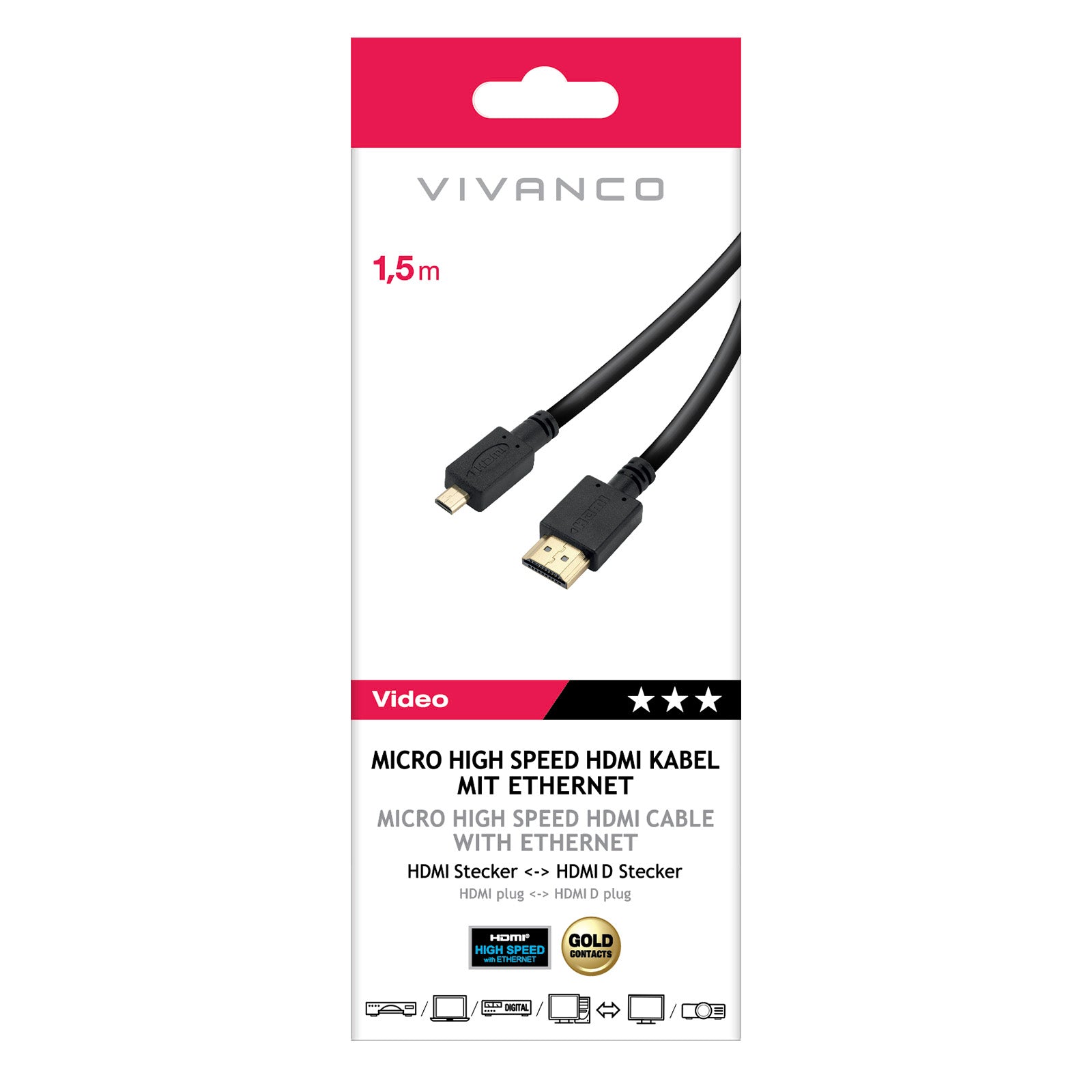 Cavo HDMI premium ad alta velocità con Ethernet, 1,5 m