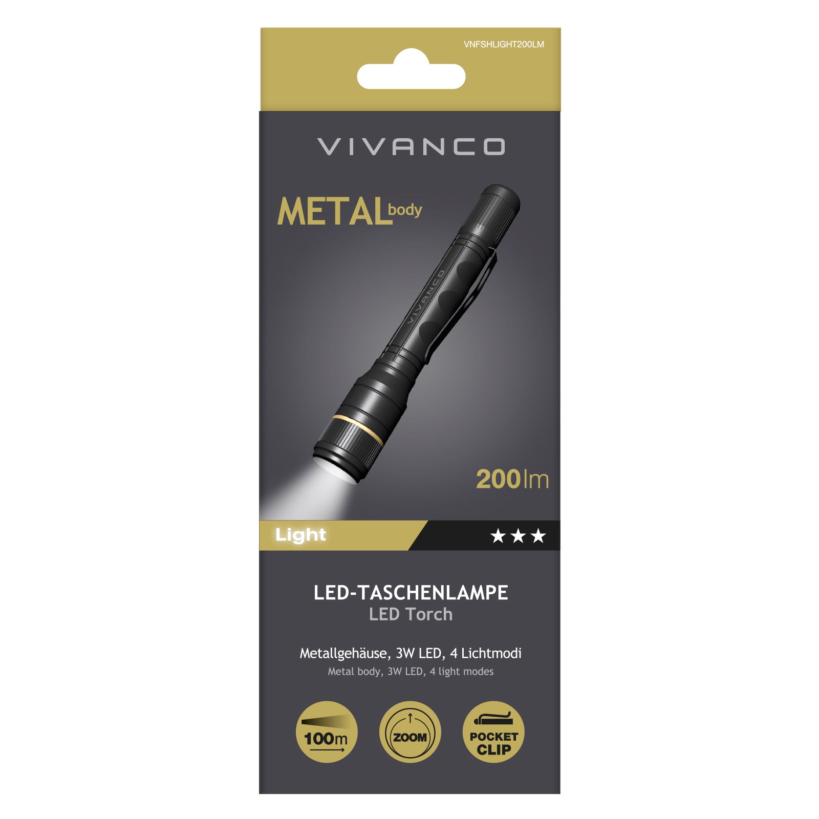 Torcia LED 200 lumen – Pratica, leggera e sempre con te