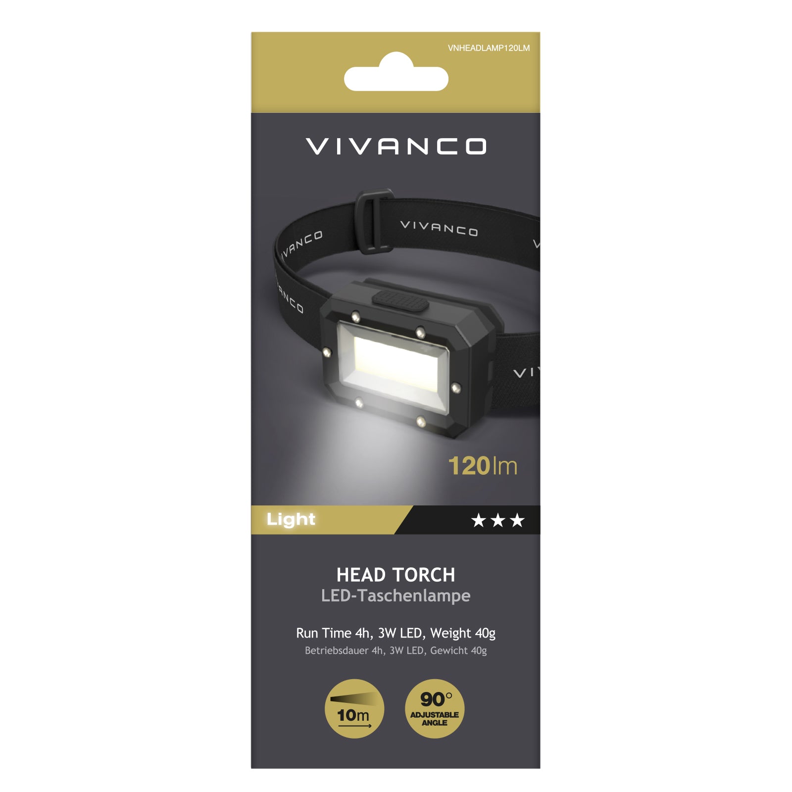 Torcia Frontale LED 120 lumen – Essenziale e confortevole