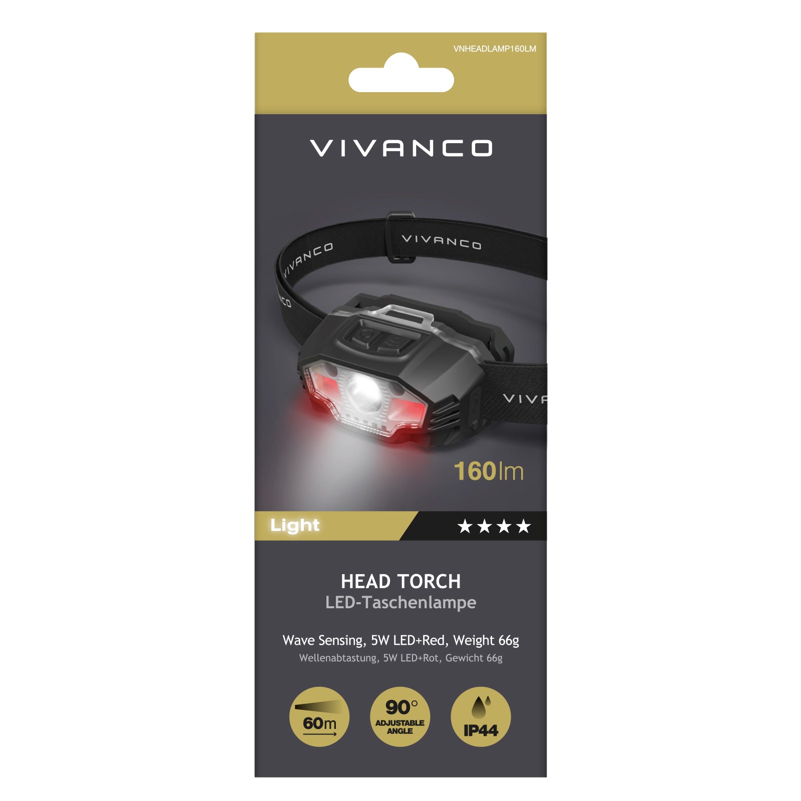 Torcia Frontale LED 160 lumen – Mani libere, visione perfetta