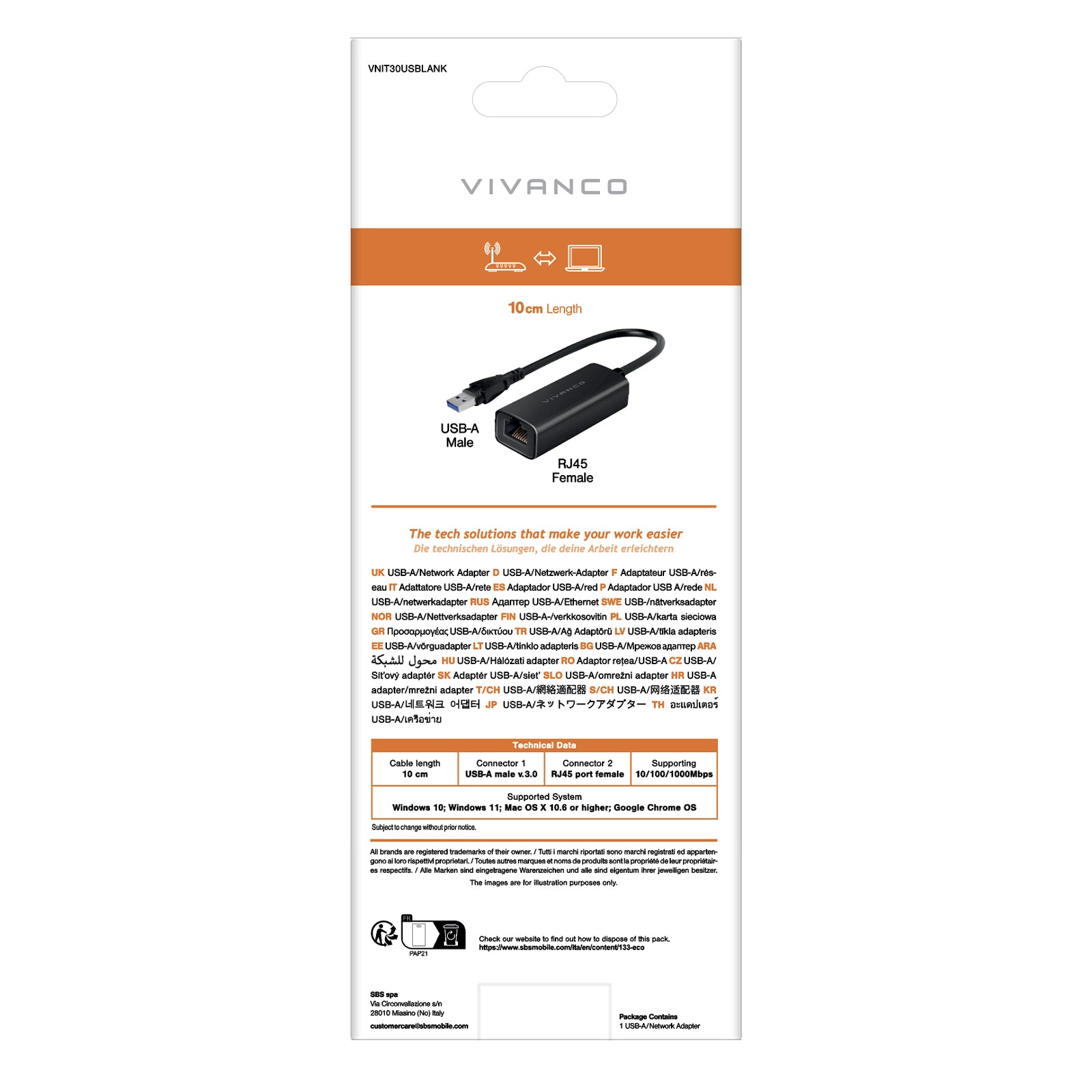 Adattatore lan USB-A 3.0  0,10m connessione veloce e stabile