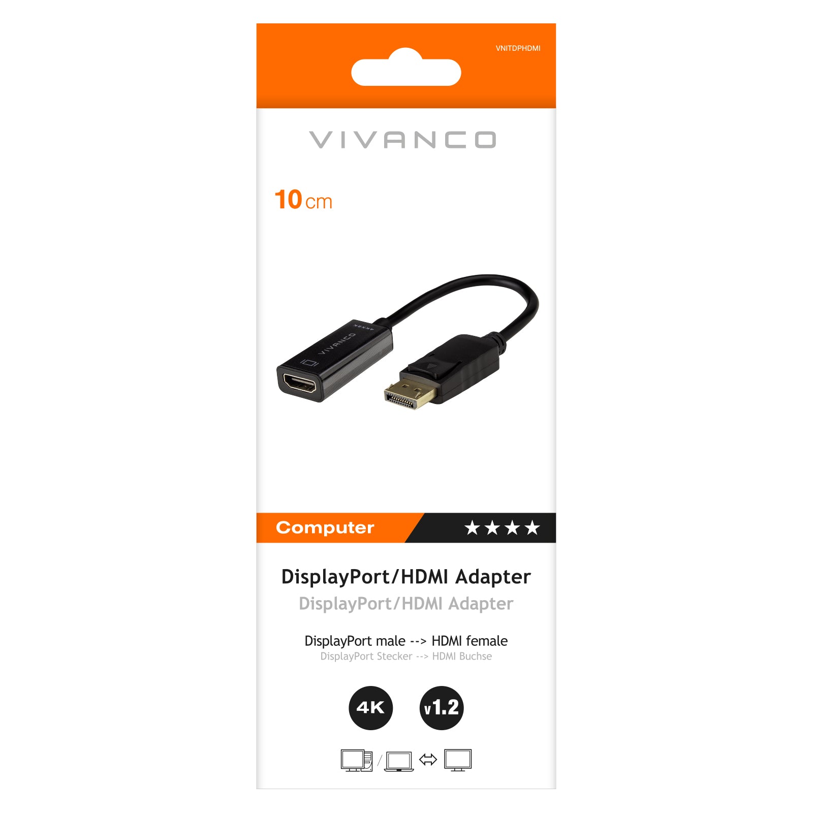 Adattatore DisplayPort a HDMI maschio-femmina 0,1m  alta qualità compatibile 4k