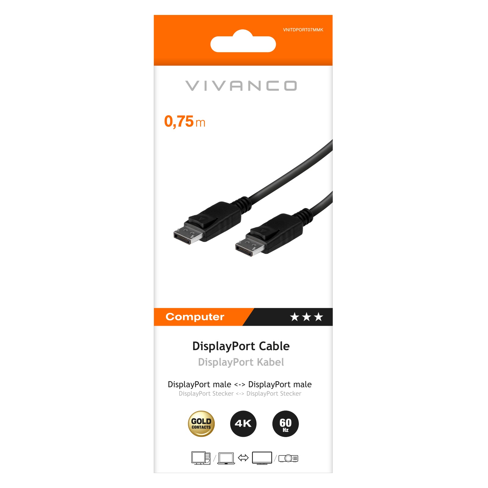 Cavo DisplayPort 1.4 0,7m