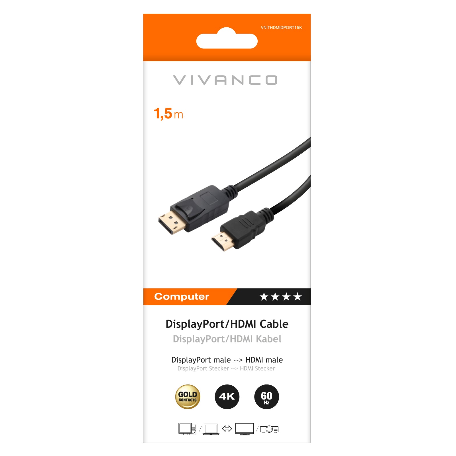 Cavo HDMI DisplayPort 2.0 oro 1,5m  alta velocità compatibile 4k