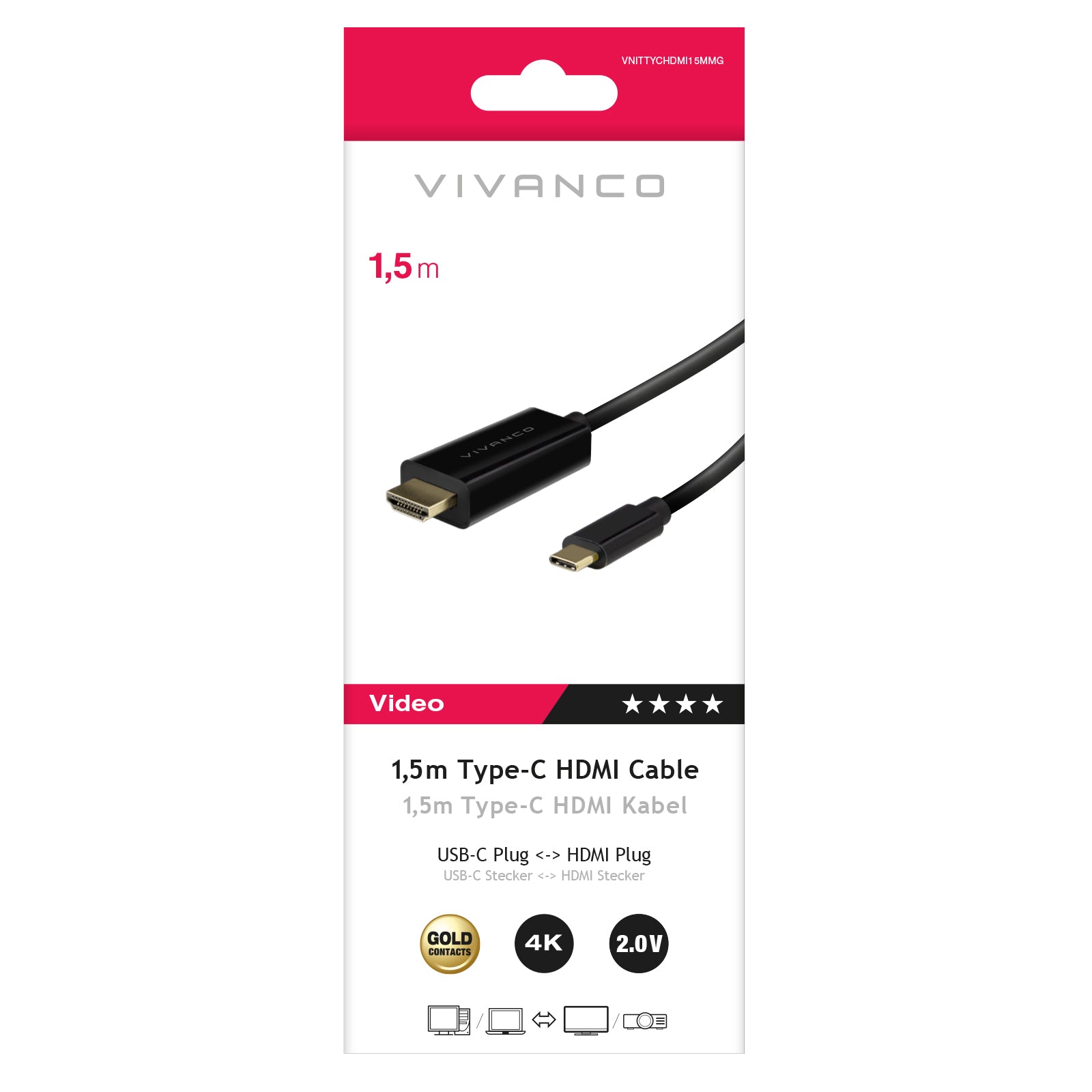 Cavo USB-C HDMI con connettori placcati oro