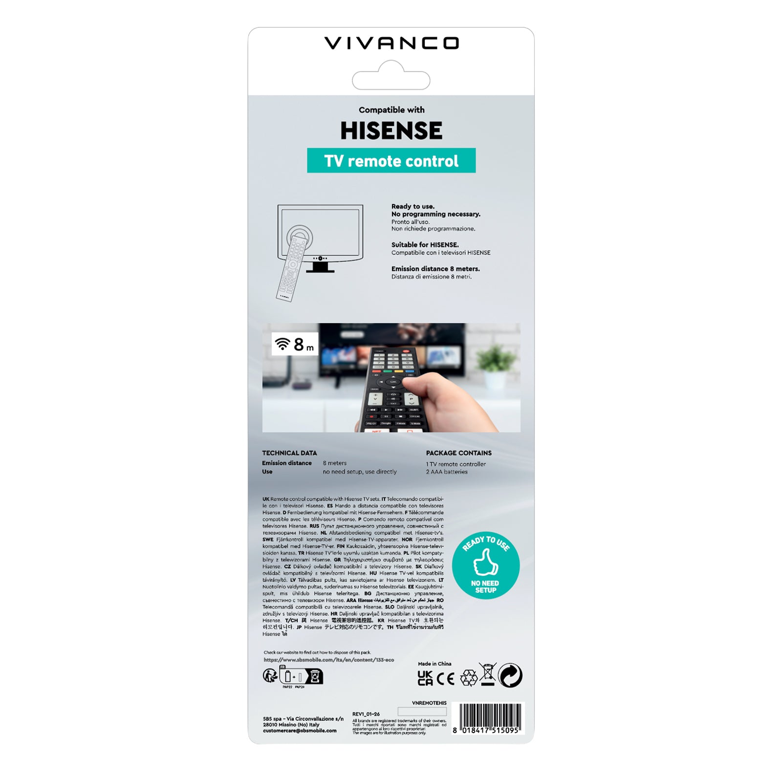 Telecomando per TV e Smart TV Hisense