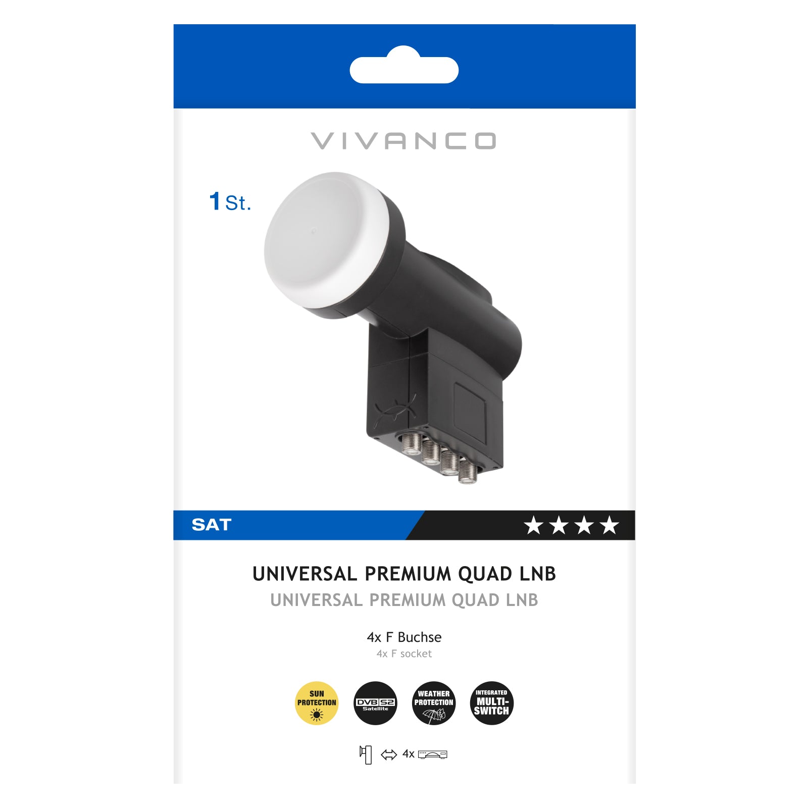 4xLNB universale per parabola con supporto 40 mm