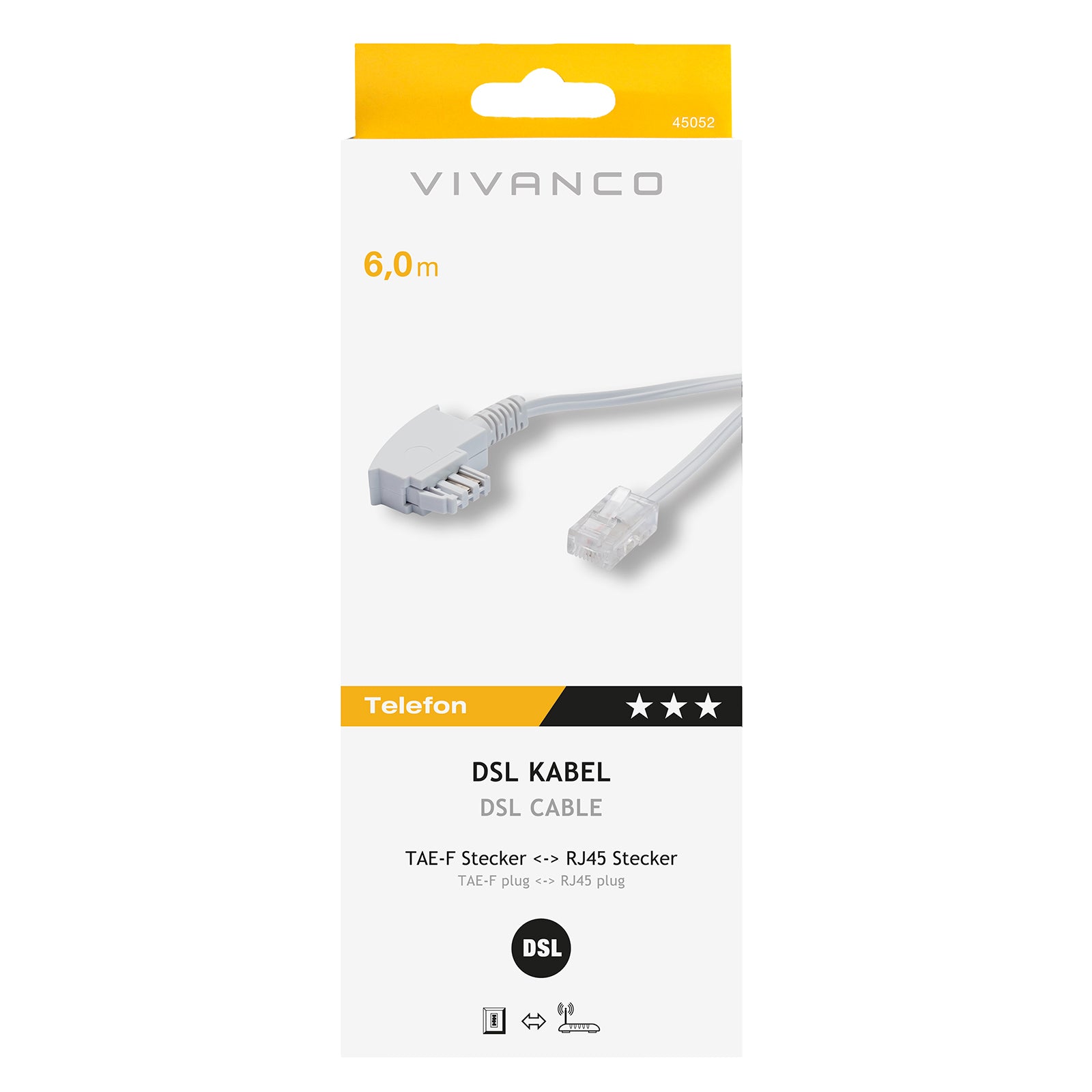 Cavo DSL 6 metri TAE-F RJ45 per modem e router