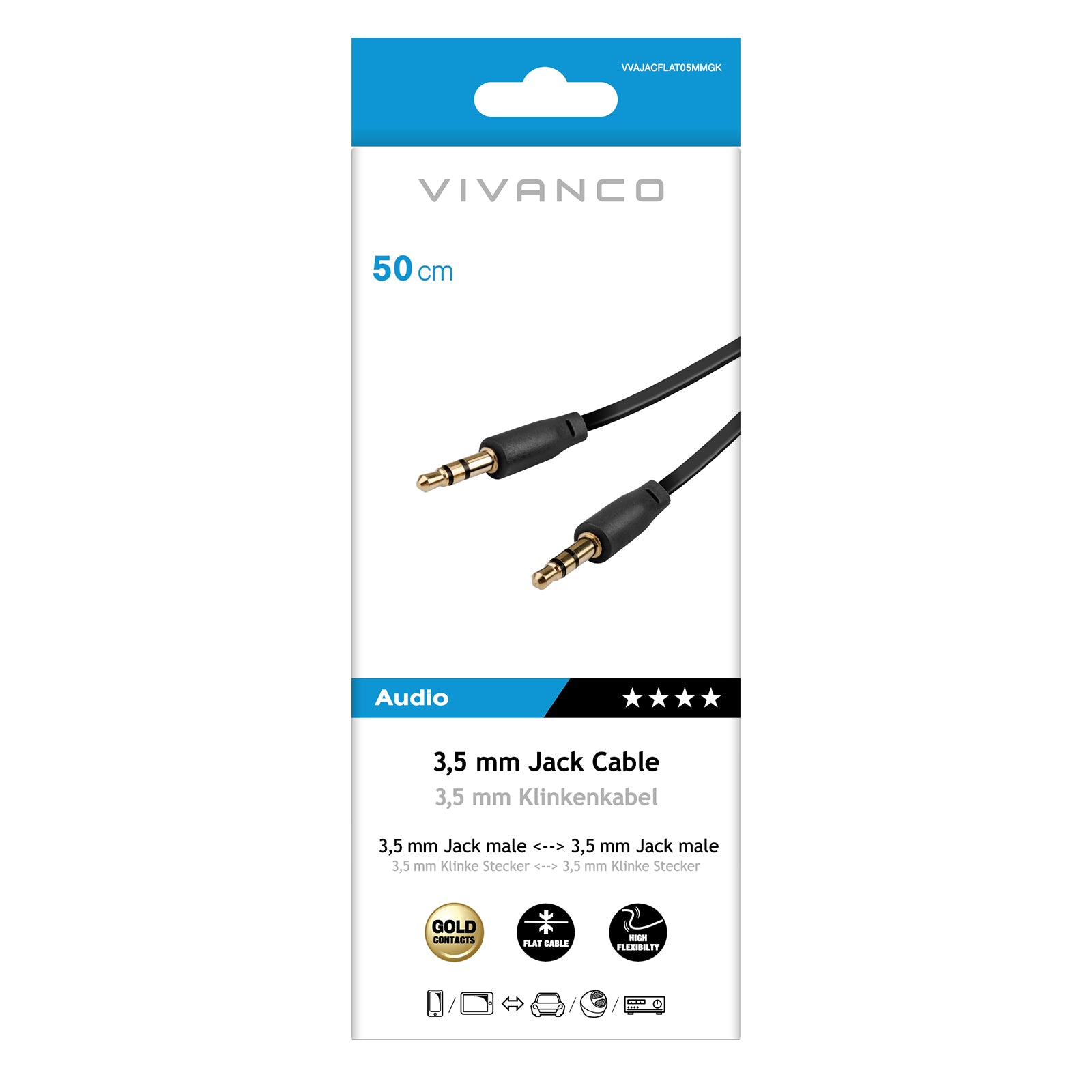 Cavo audio Jack 3,5 mm maschio - maschio