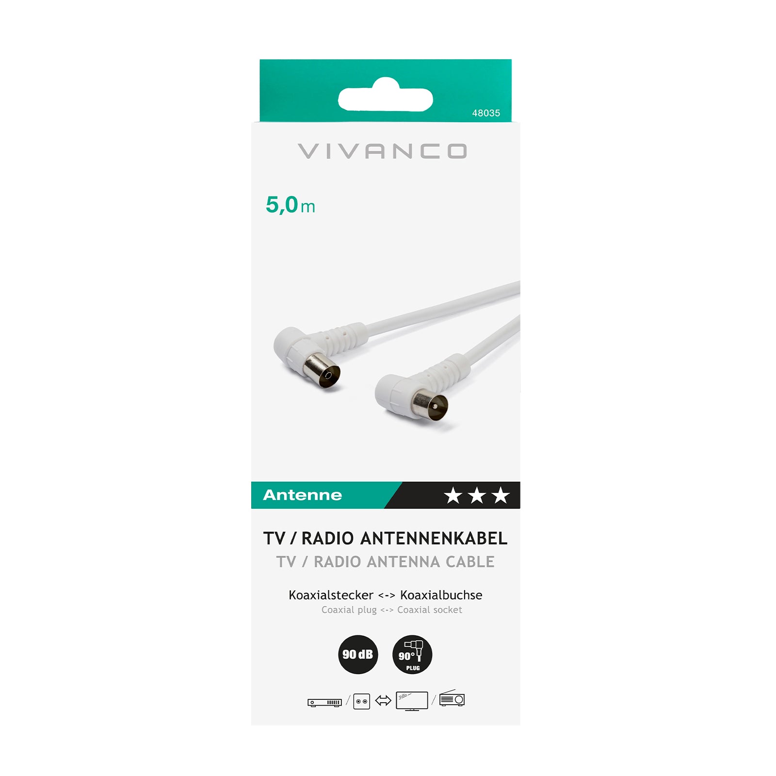 Cavo antenna 90dB con connettori angolati