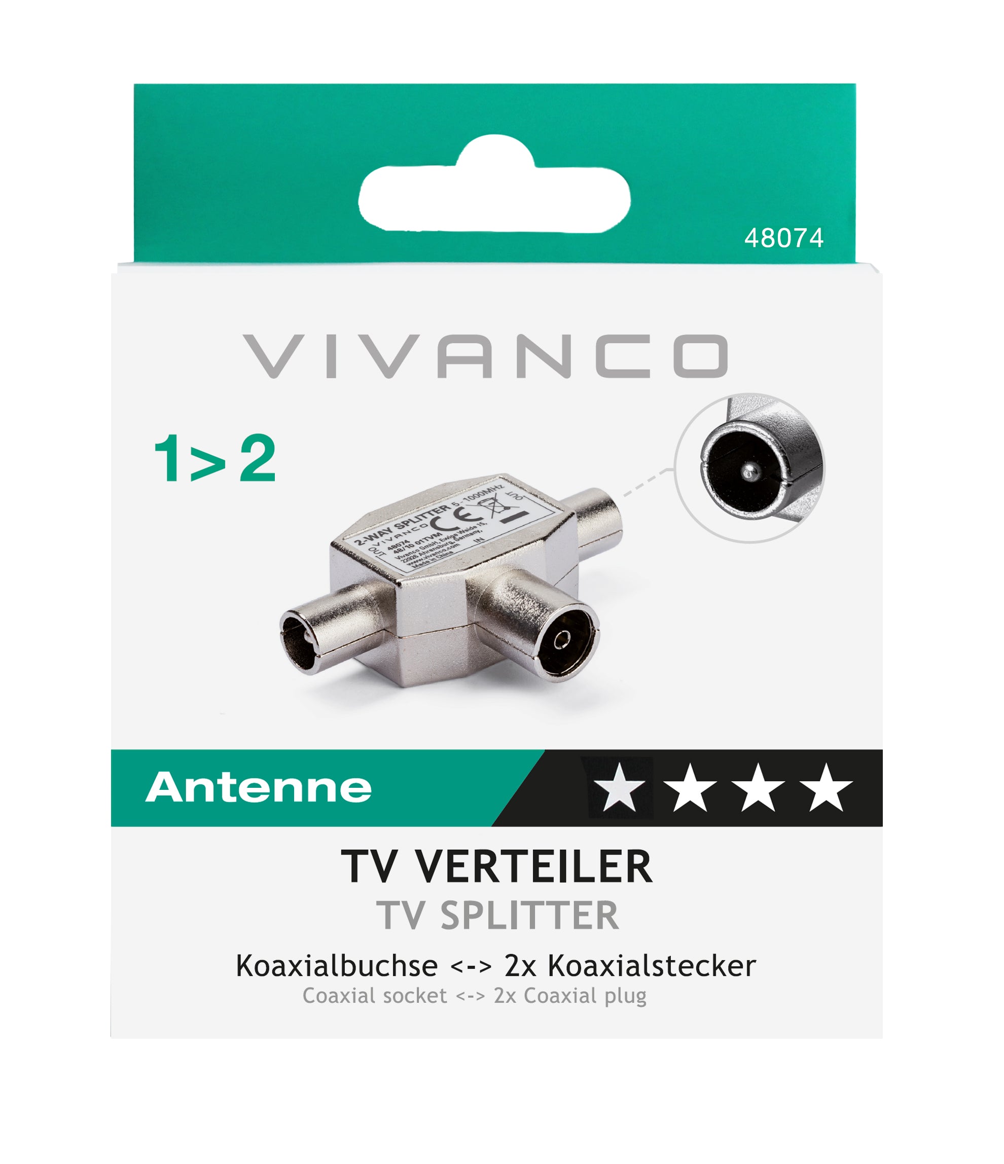 Splitter TV da presa coassiale a 2x spine coassiali