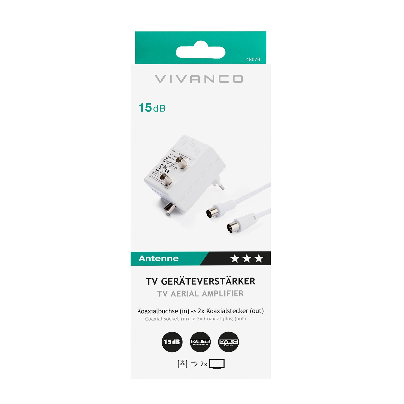 Amplificatore per due dispositivi DVB-C / DVB-T