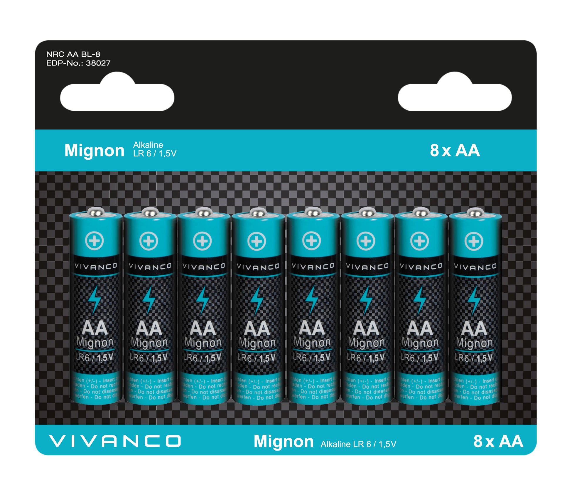 Confezione da 8 batterie alcaline AA da 1,5V