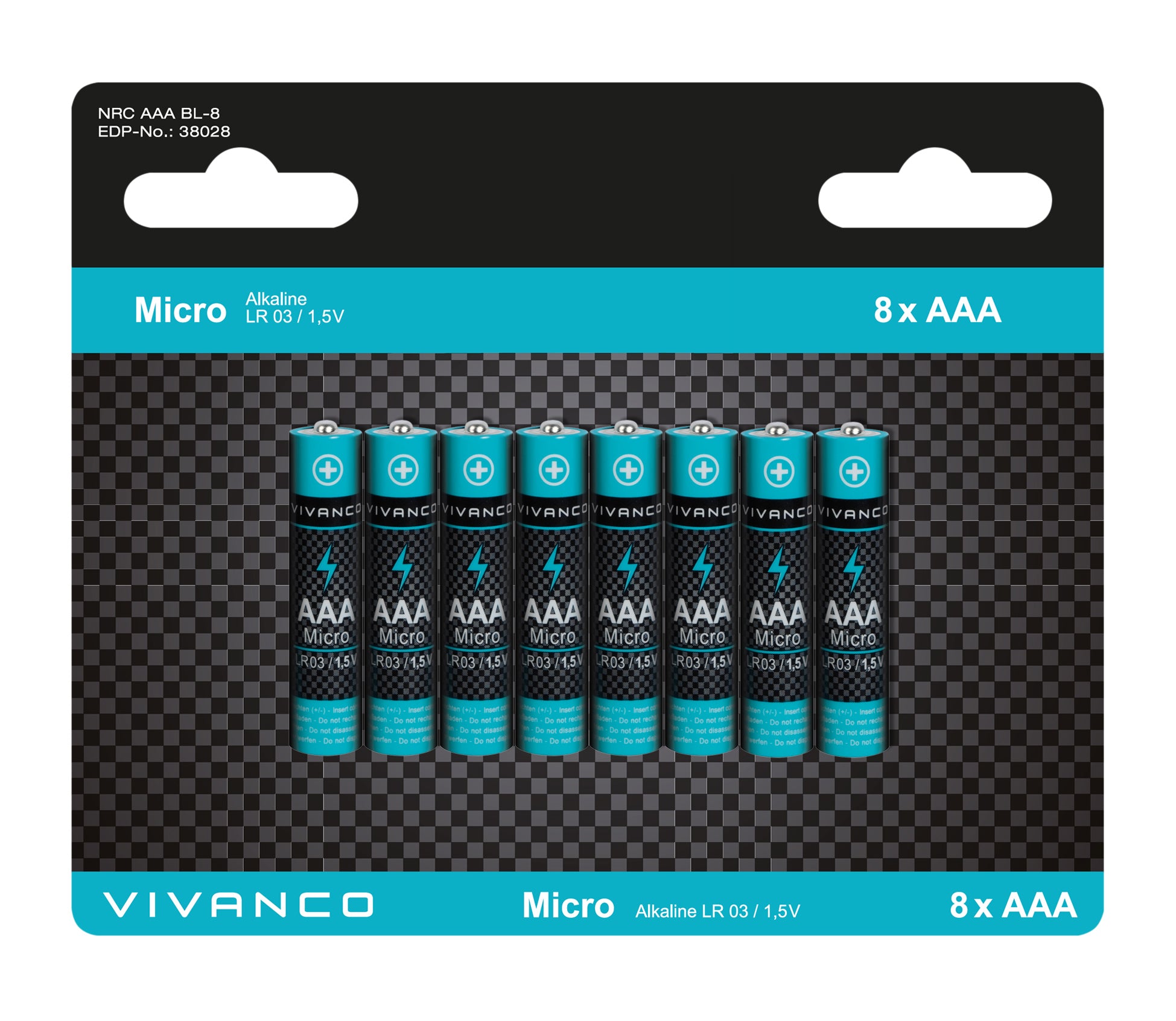 Batterie Alcaline, AAA, 1,5V, confezione da 8 pz.
