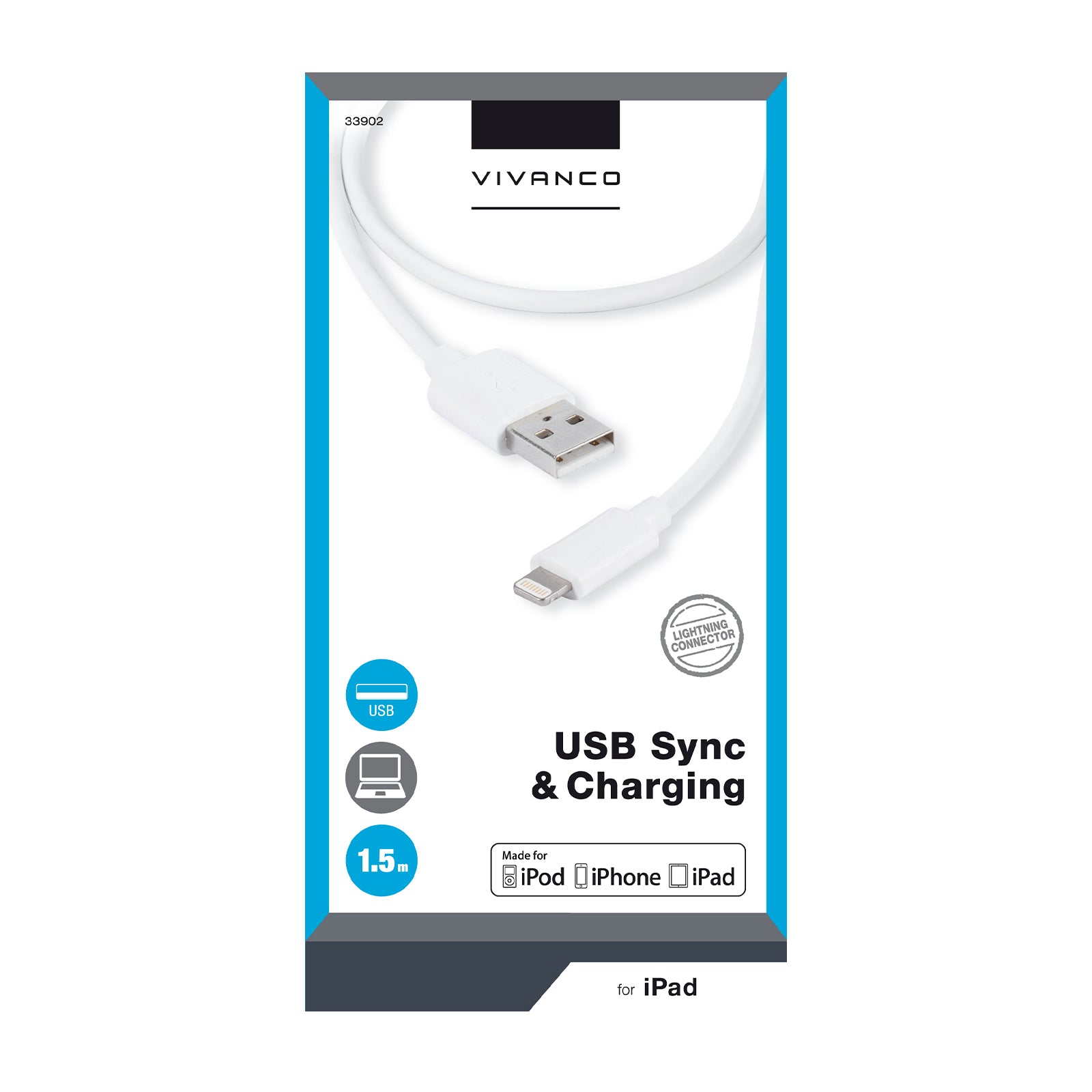 Cavo di ricarica e dati Lightning a USB-A, 1,5 m